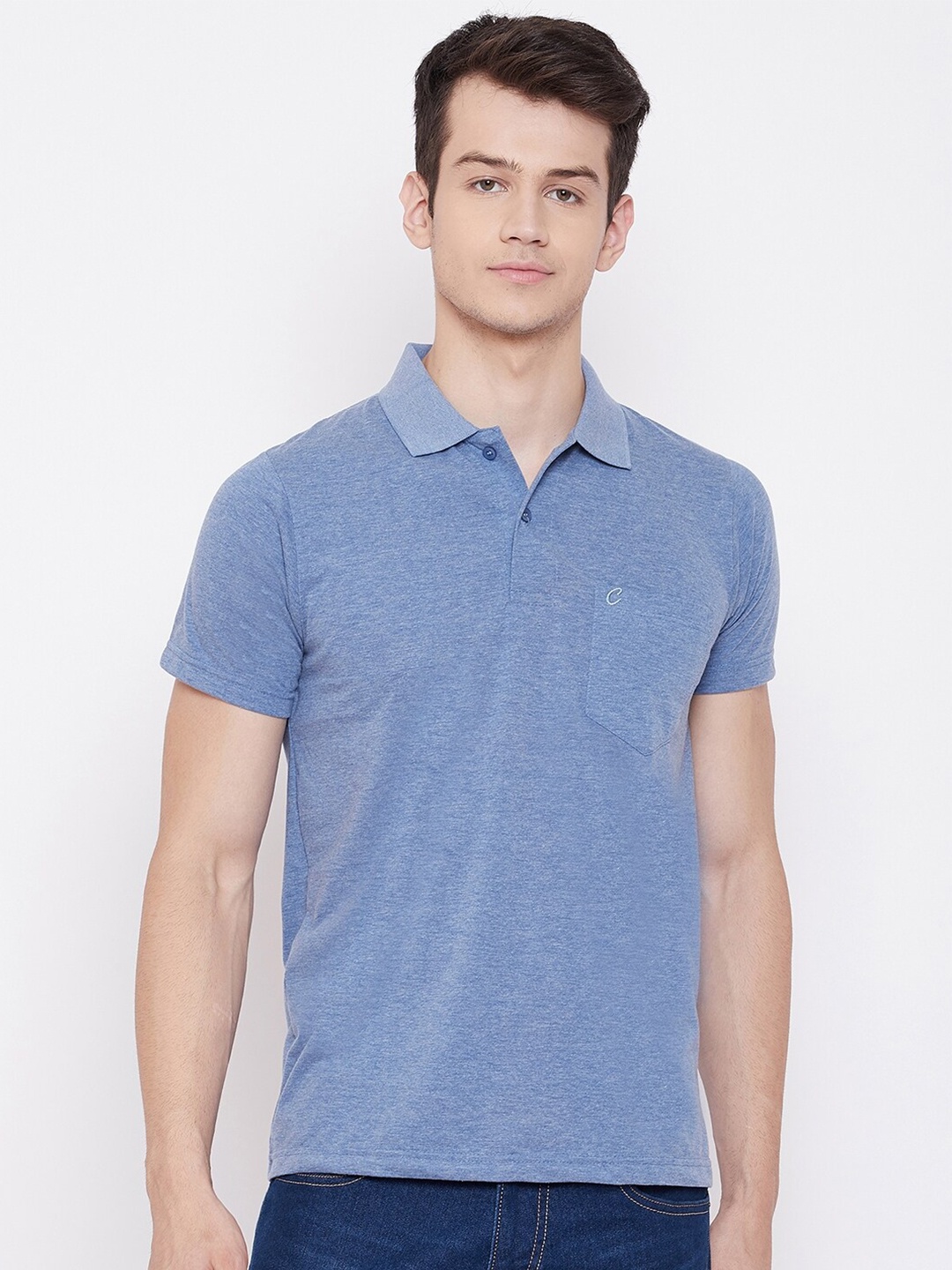 

Camey Polo Collar Cotton T-shirt, Blue
