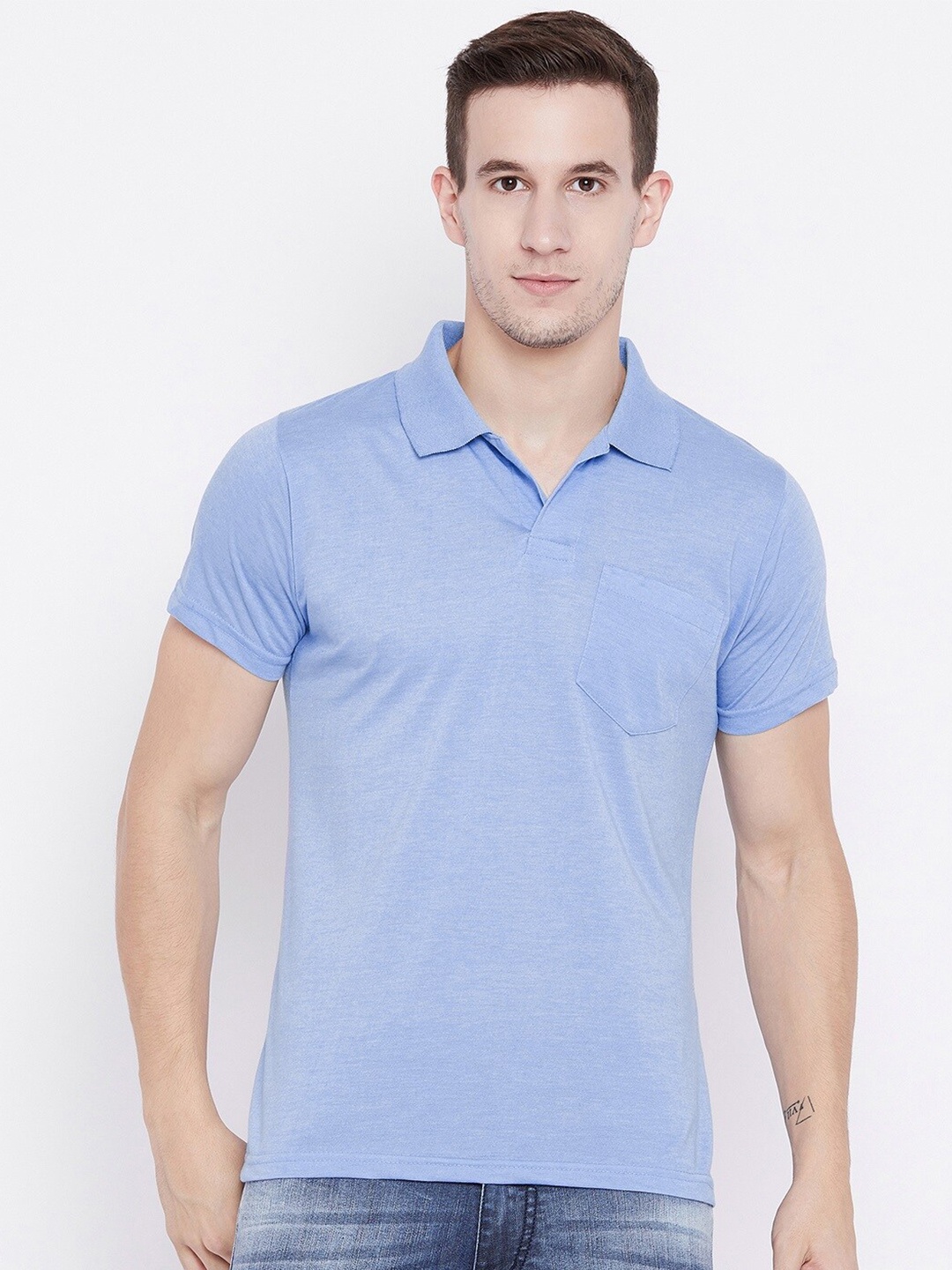 

Camey Polo Collar Cotton T-shirt, Blue