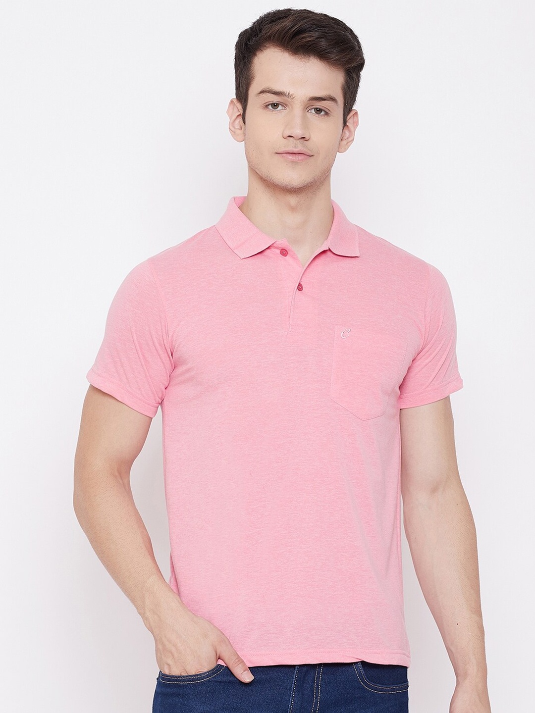 

Camey Polo Collar Cotton T-shirt, Pink