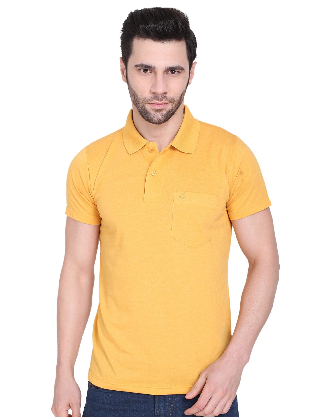 

Camey Polo Collar Cotton T-shirt, Yellow