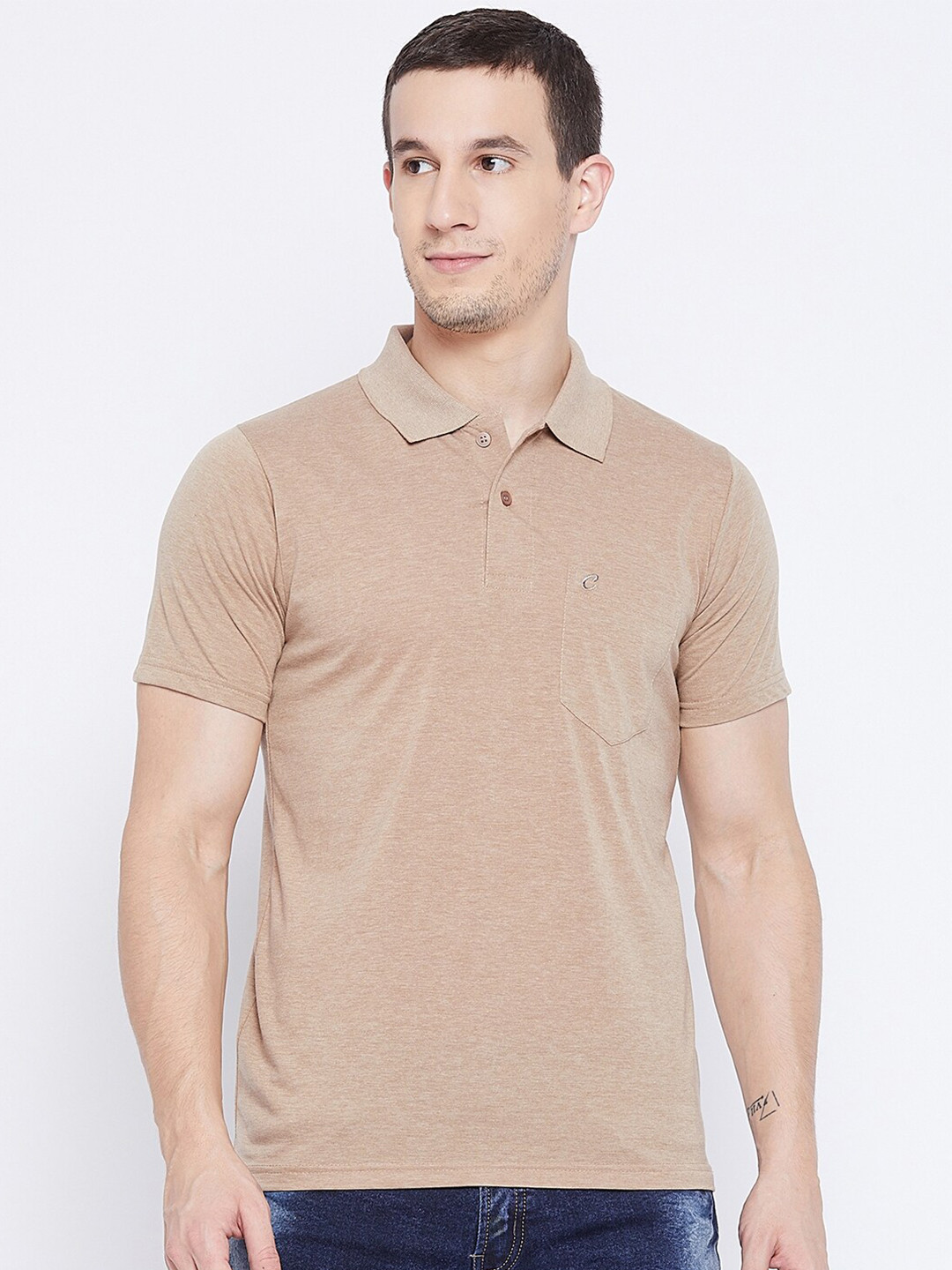 

Camey Polo Collar Cotton T-shirt, Beige