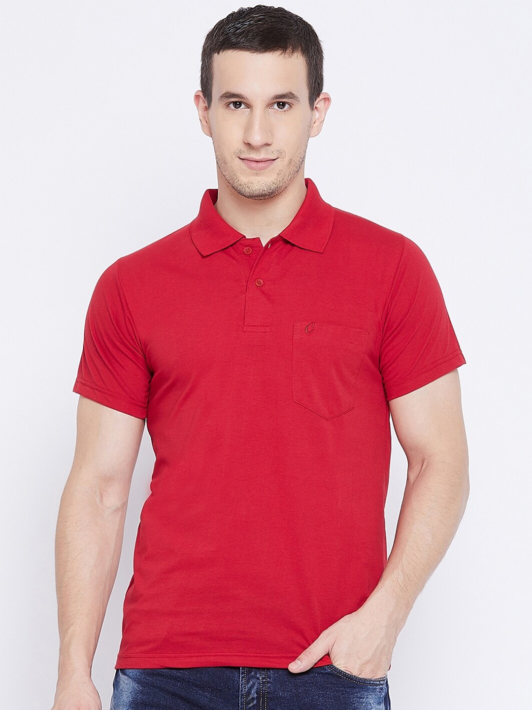 

Camey Polo Collar Cotton T-shirt, Red