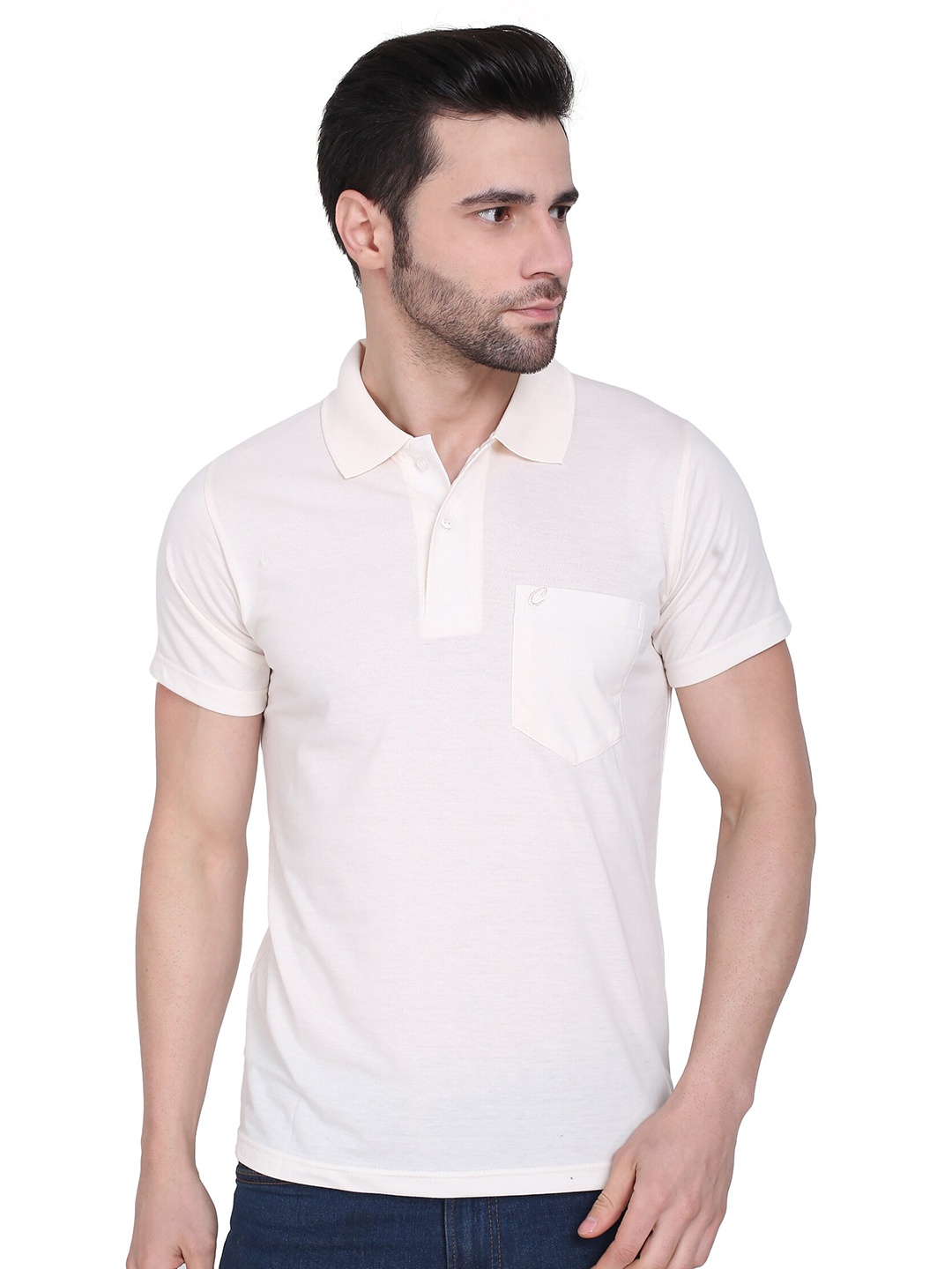 

Camey Polo Collar Cotton T-shirt, Off white
