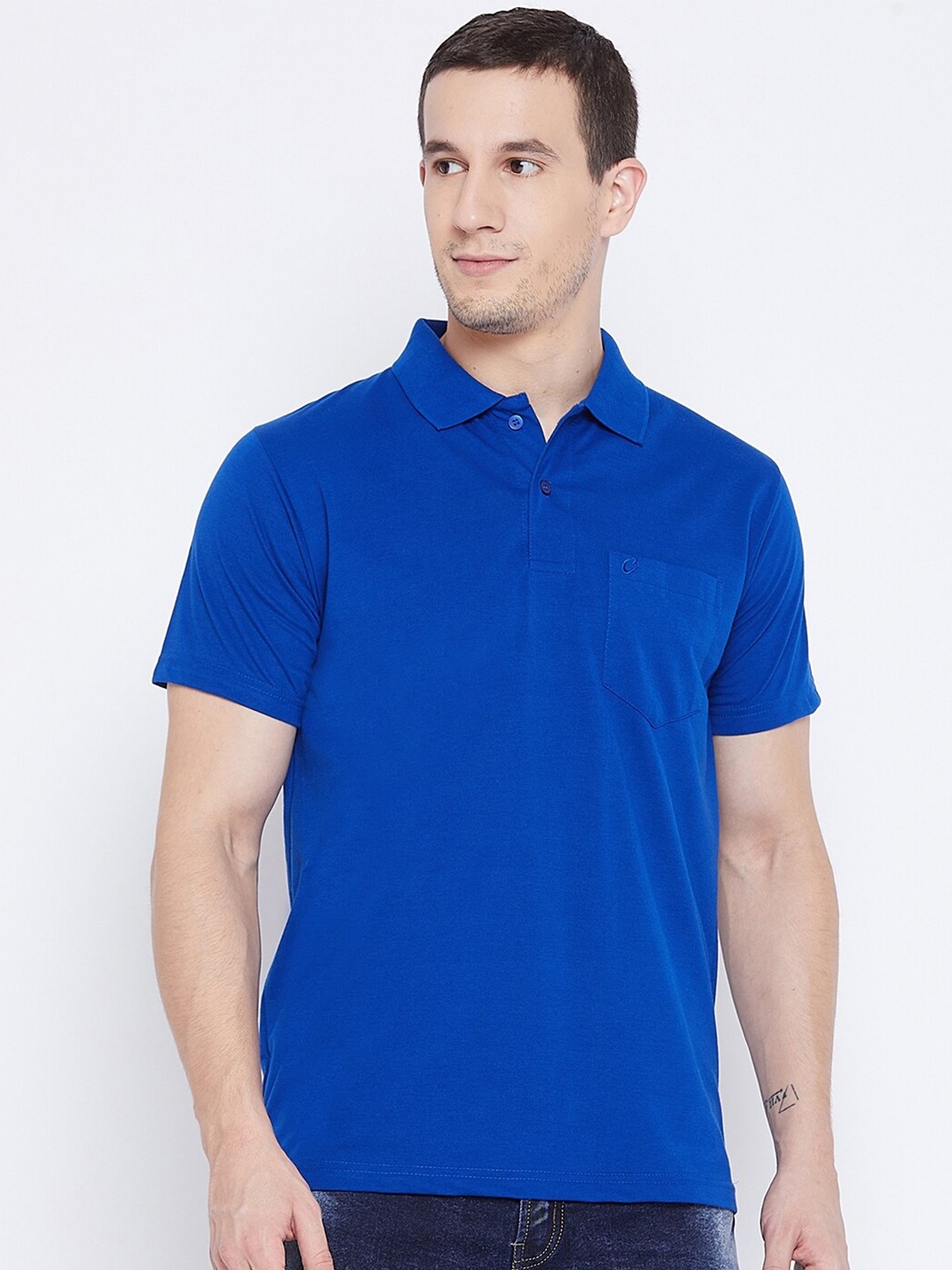 

Camey Polo Collar Cotton T-shirt, Blue