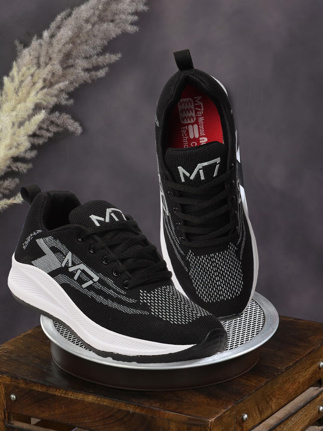 

M7 by Metronaut Men Woven Design Lightweight Sneakers, Black