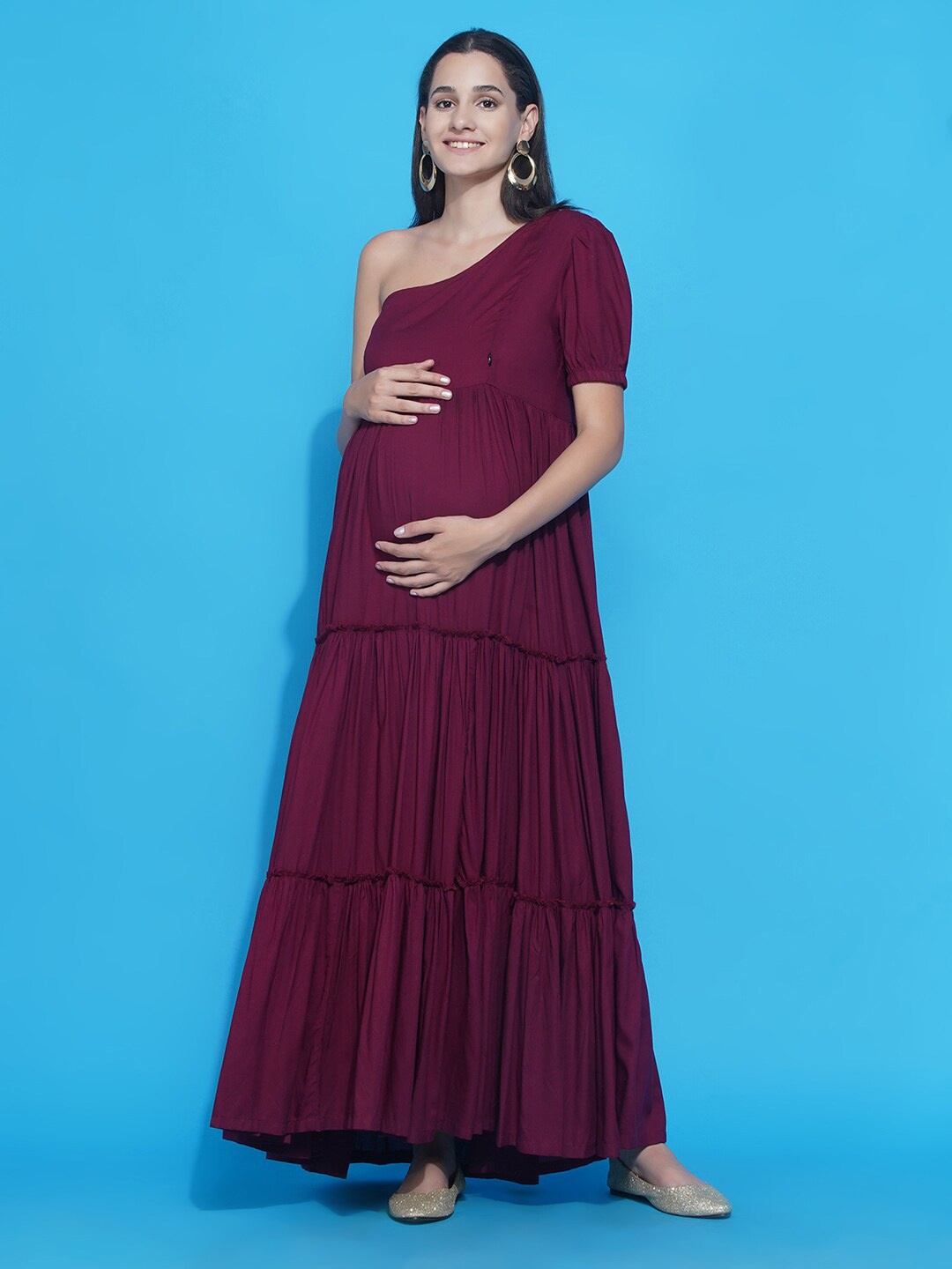 

Mine4Nine Maxi Maternity Baby Shower Dress, Maroon