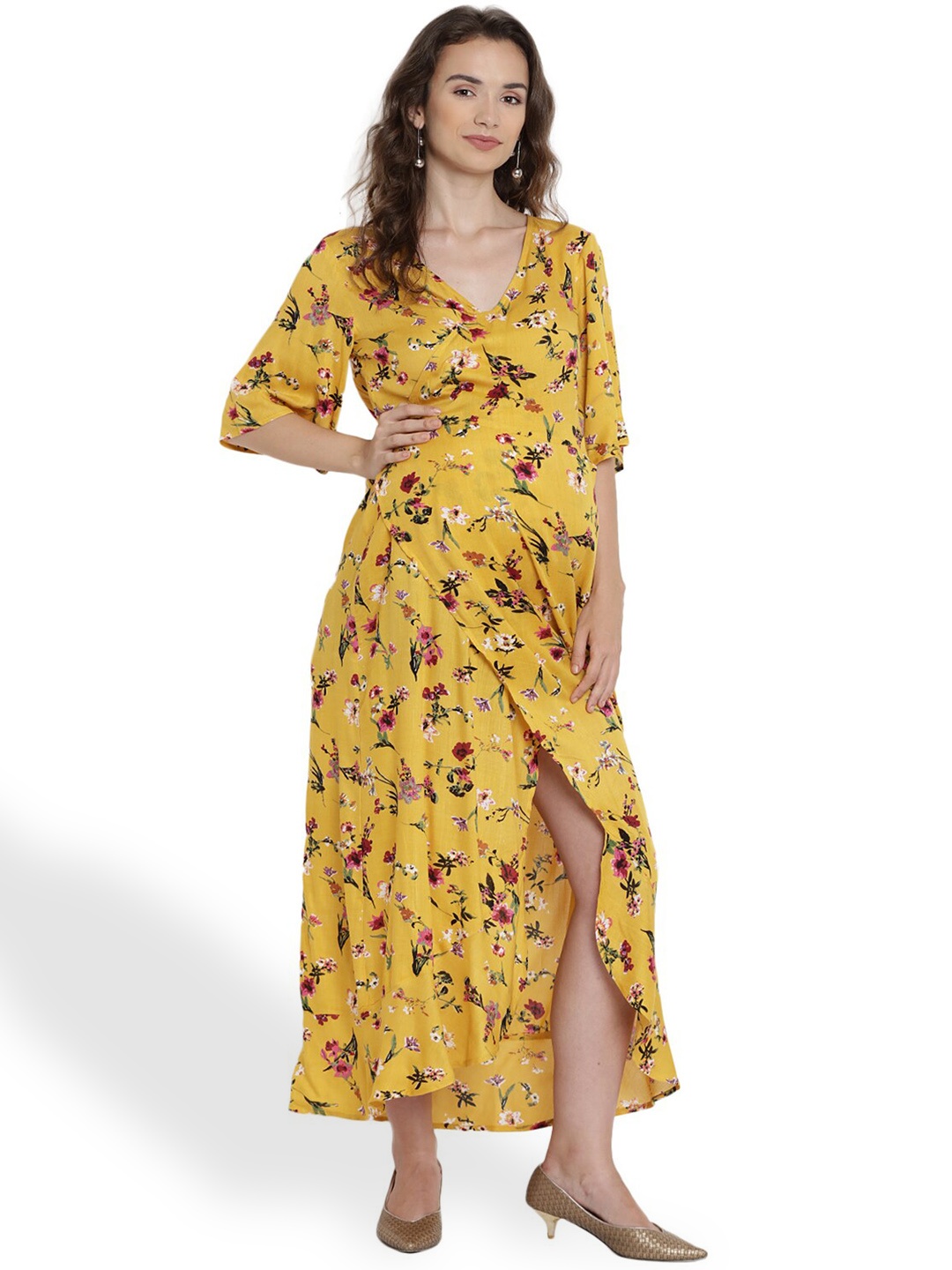 

Mine4Nine Floral Printed Maxi Maternity Dress, Yellow