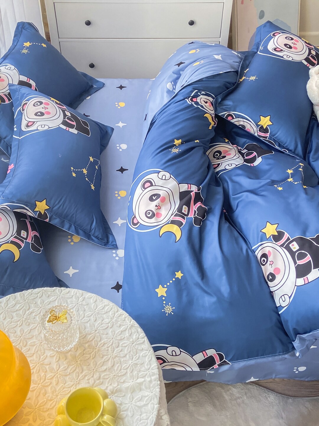 

JC Collection Blue Printed Double King Bedding Set