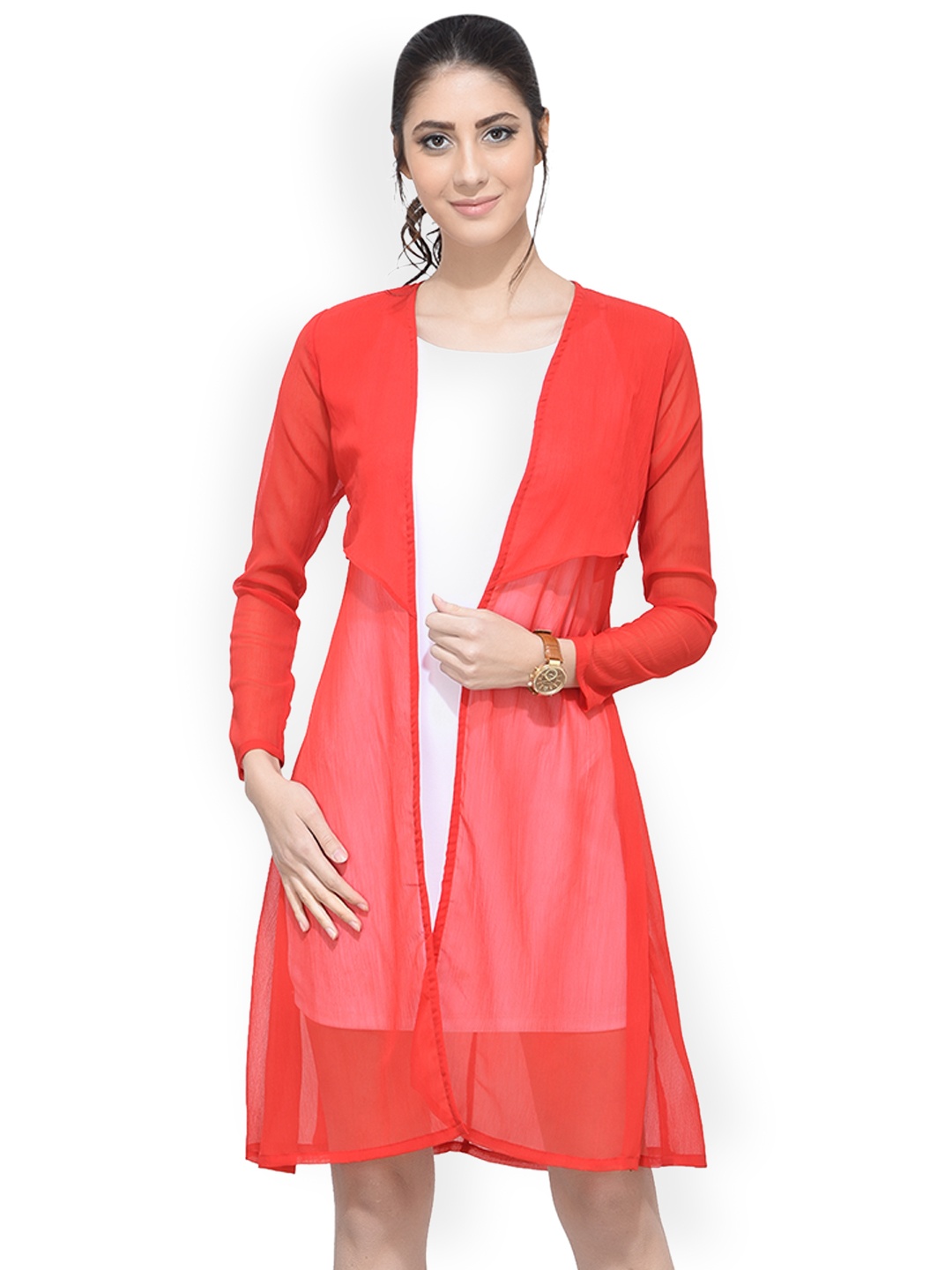 

SCORPIUS Red Solid Open Front Shrug