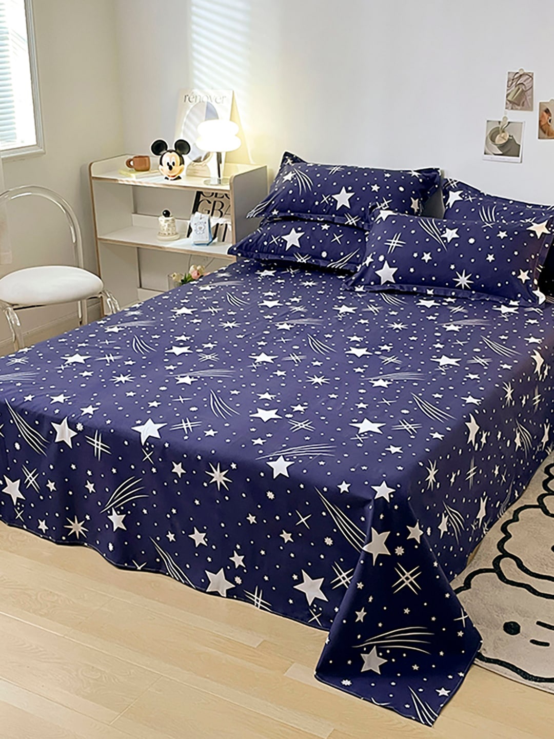 

JC Collection Navy Blue & White Printed Single Bedding Set