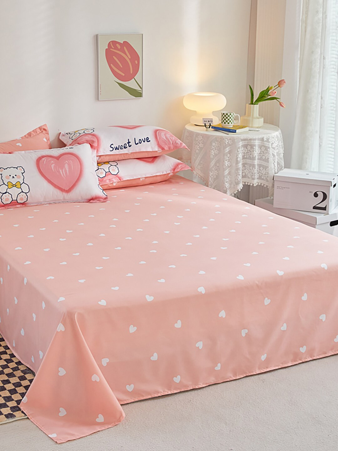 

JC Collection Pink & White Printed Single Bedding Set