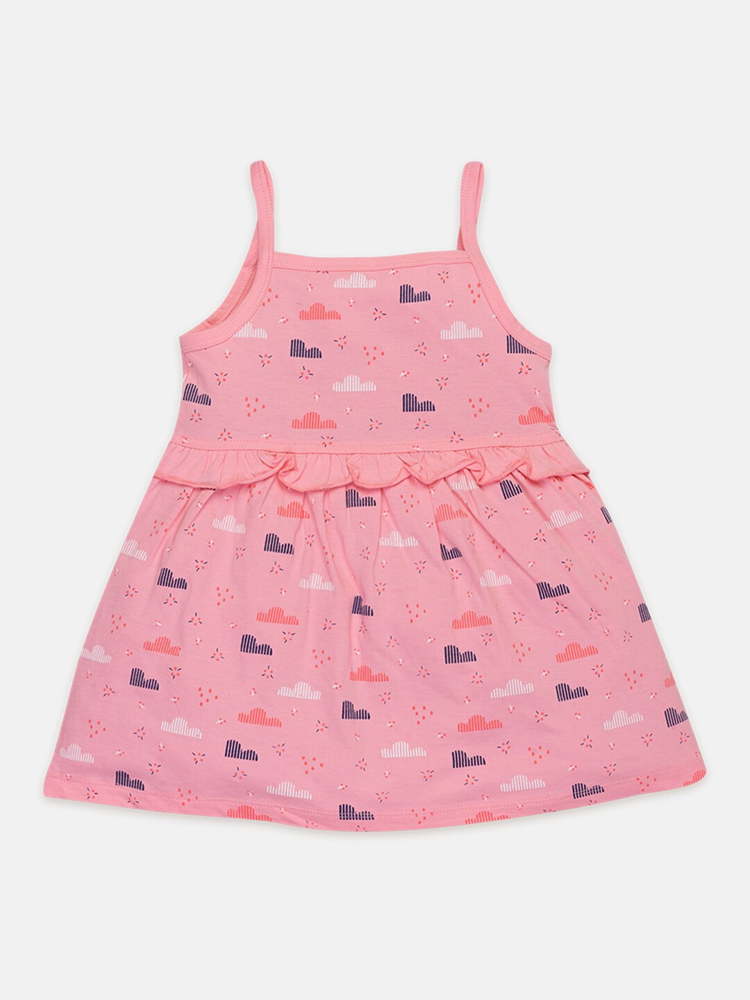 

AMUL Kandyfloss Girls Print A-Line Dress, Peach