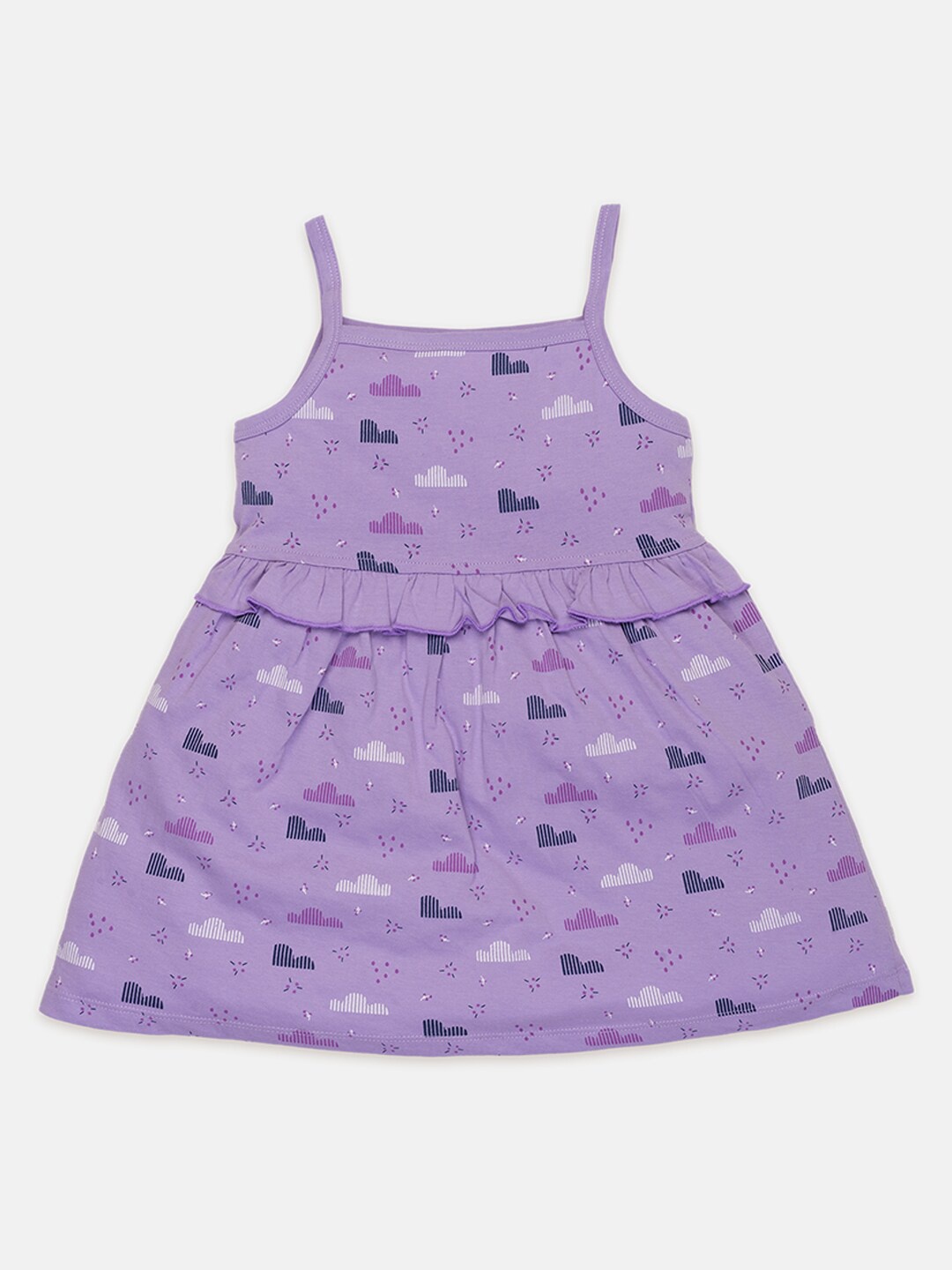 

AMUL Kandyfloss Girls Print Fit and Flare Dress, Purple