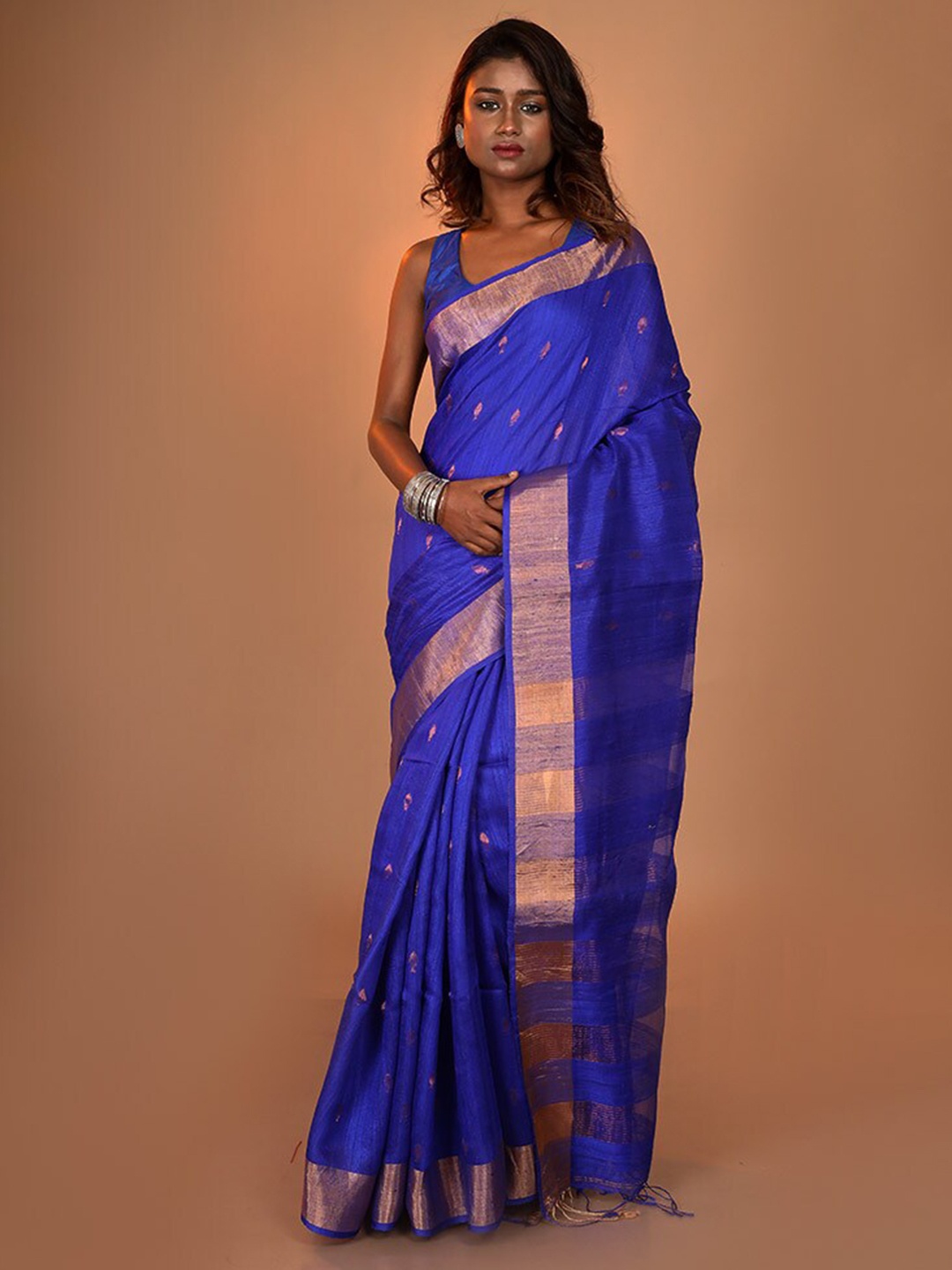 

AllSilks Ethnic Motifs Woven Design Pure Silk Saree, Blue