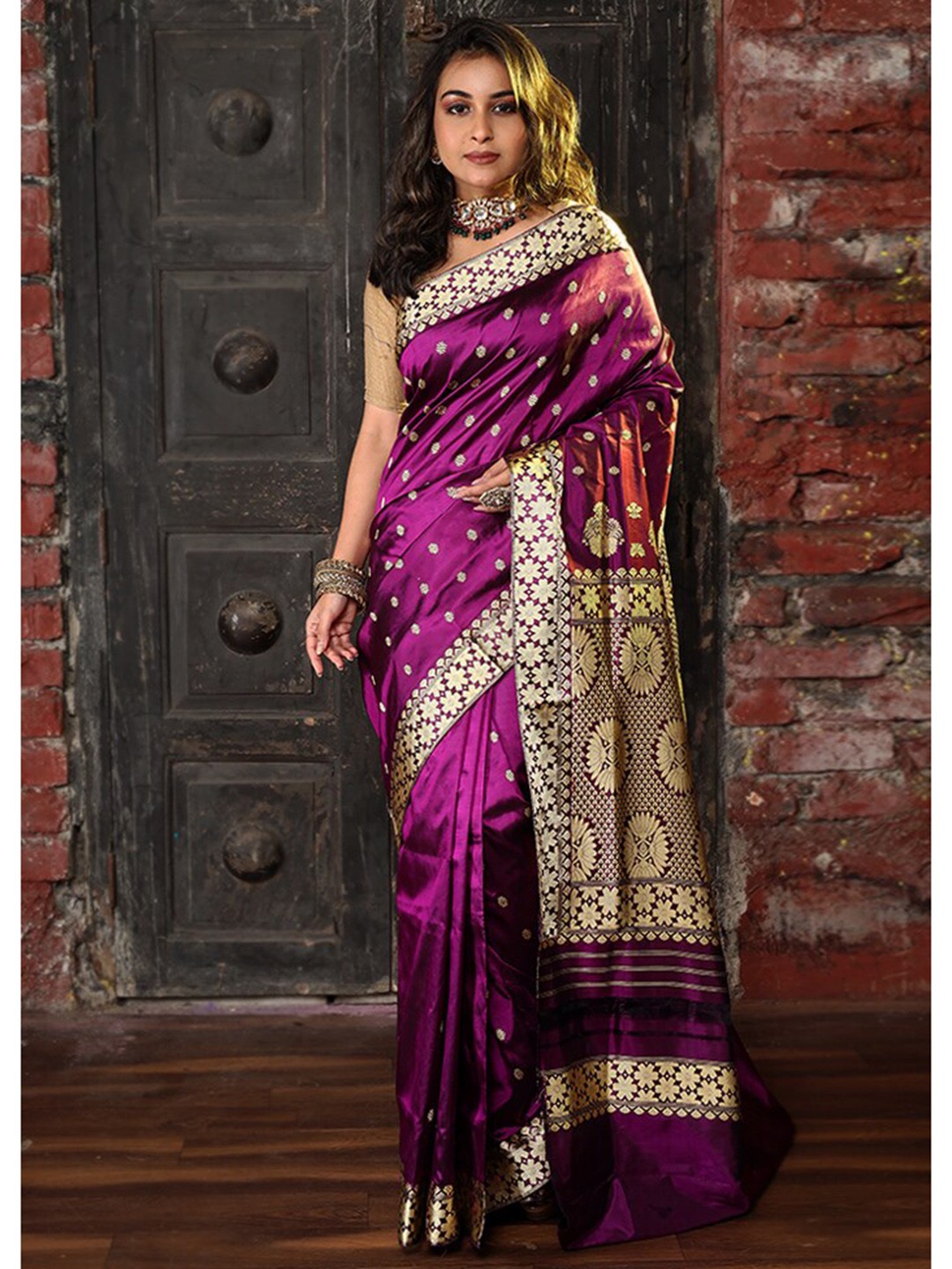 

AllSilks Ethnic Motifs Pure Silk Saree, Purple