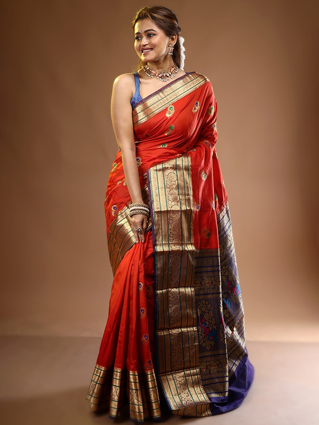 

AllSilks Pure Silk Kanjeevaram Saree, Red