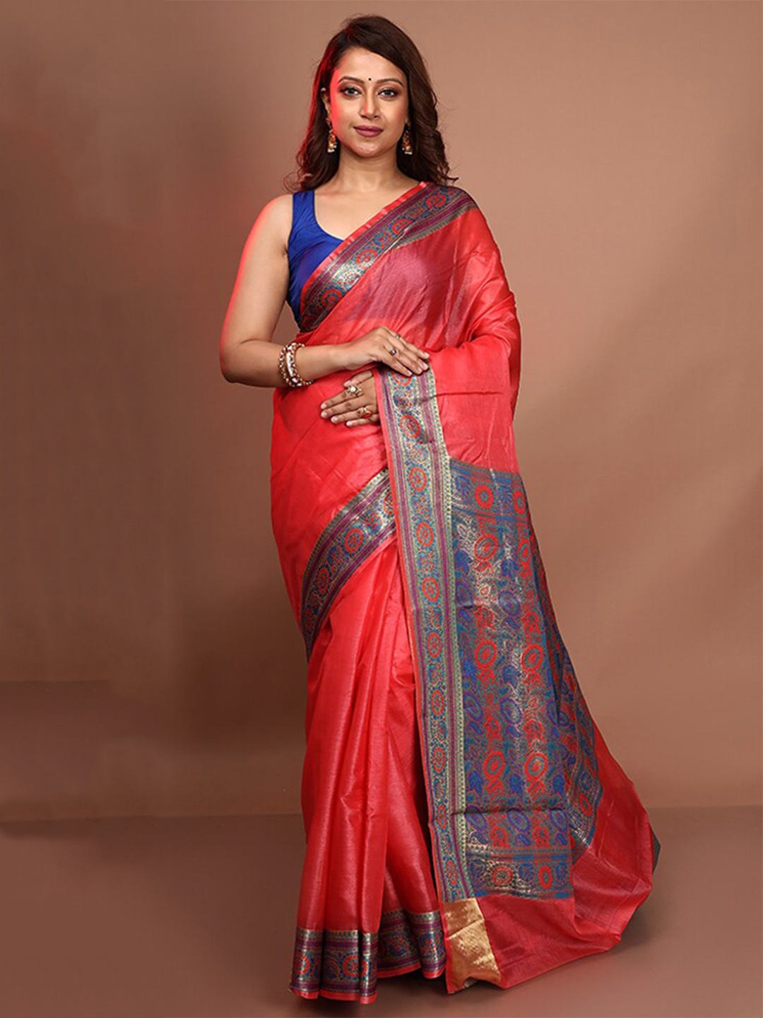 

AllSilks Ethnic Motifs Woven Design Pure Silk Saree, Pink