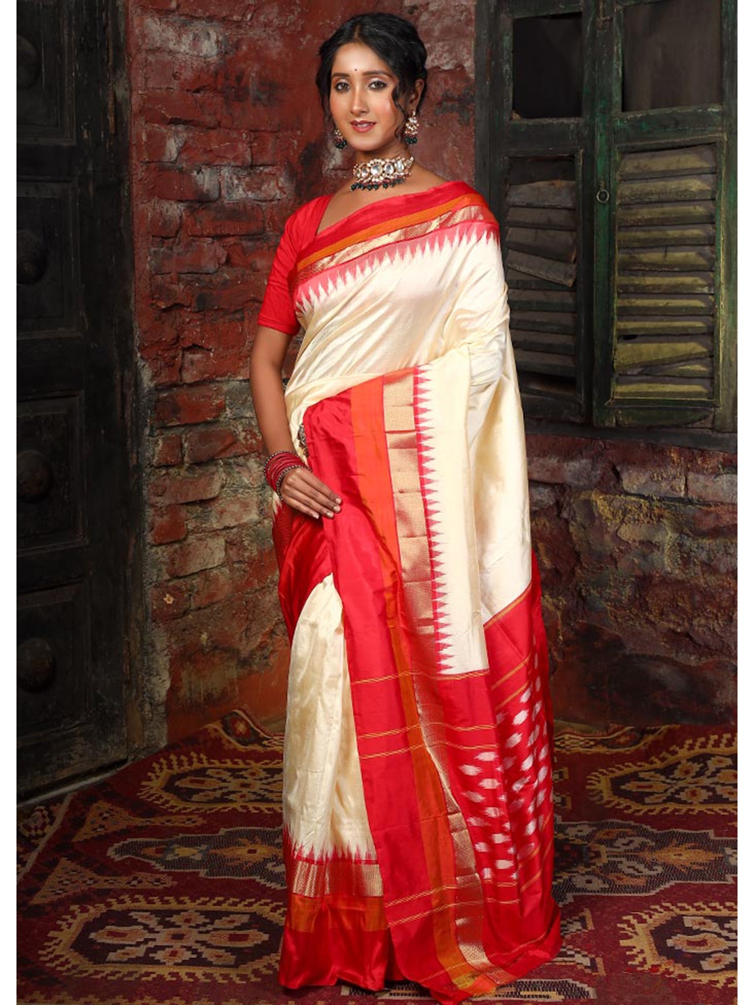 

AllSilks Zari Detailed Pure Silk Saree, Cream