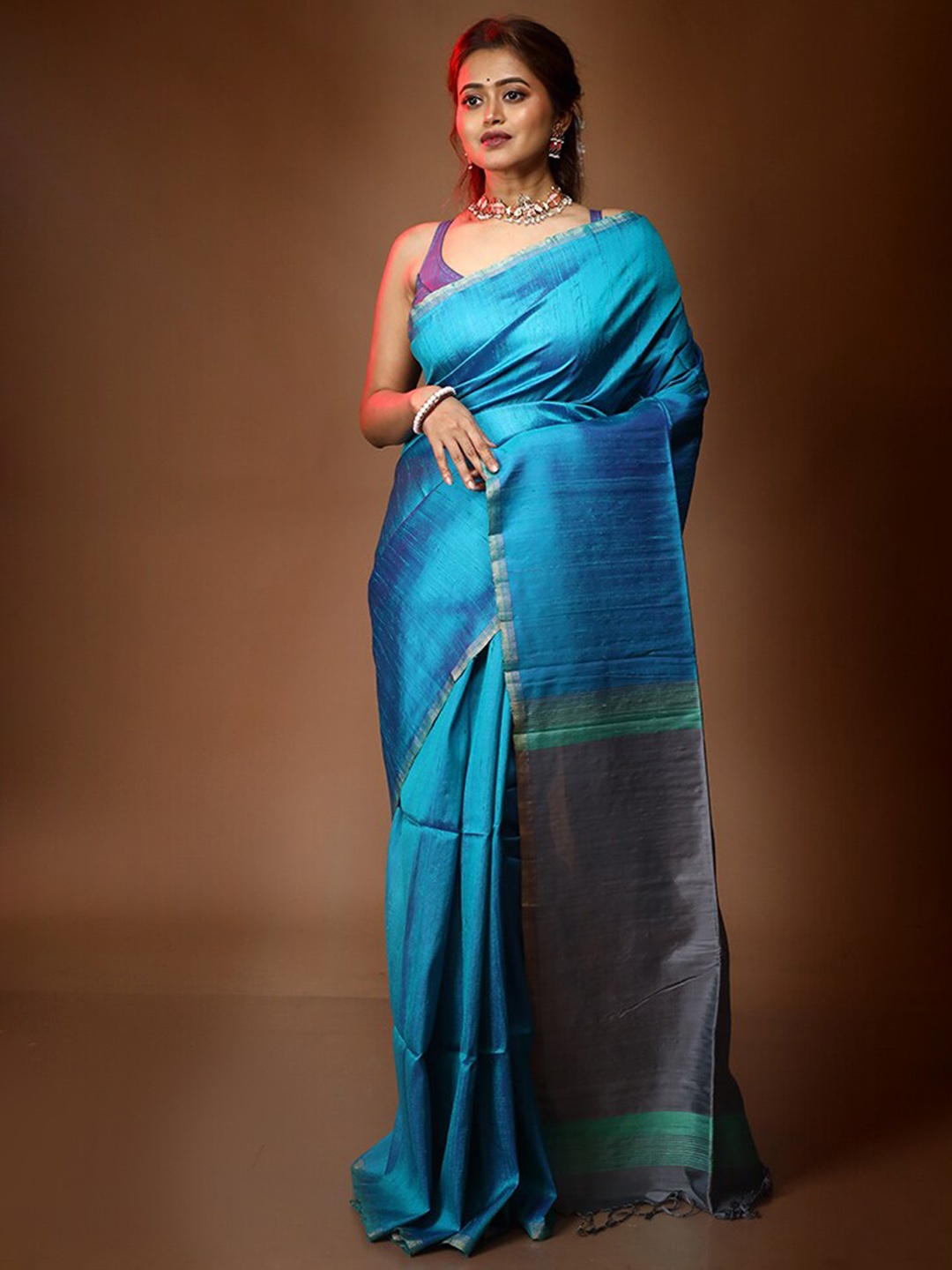

AllSilks Zari Pure Silk Saree, Blue