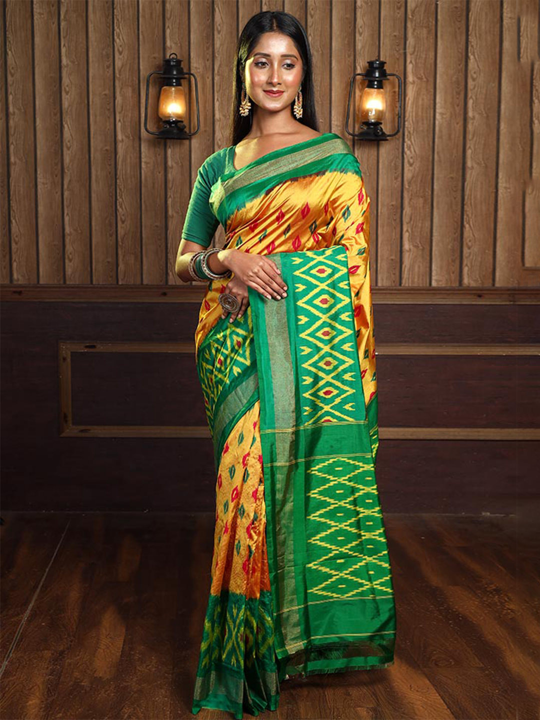 

AllSilks Ethnic Motif Pure Silk Zari Saree, Yellow