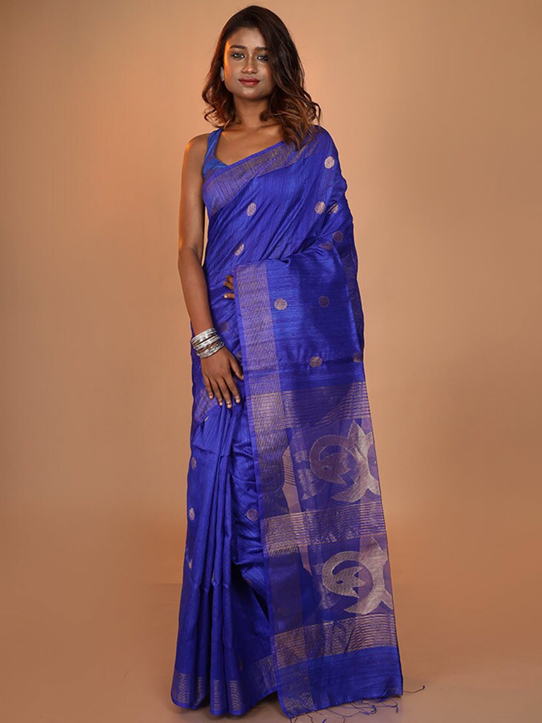 

AllSilks Ethnic Motifs Woven Design Zari Pure Silk Saree, Blue