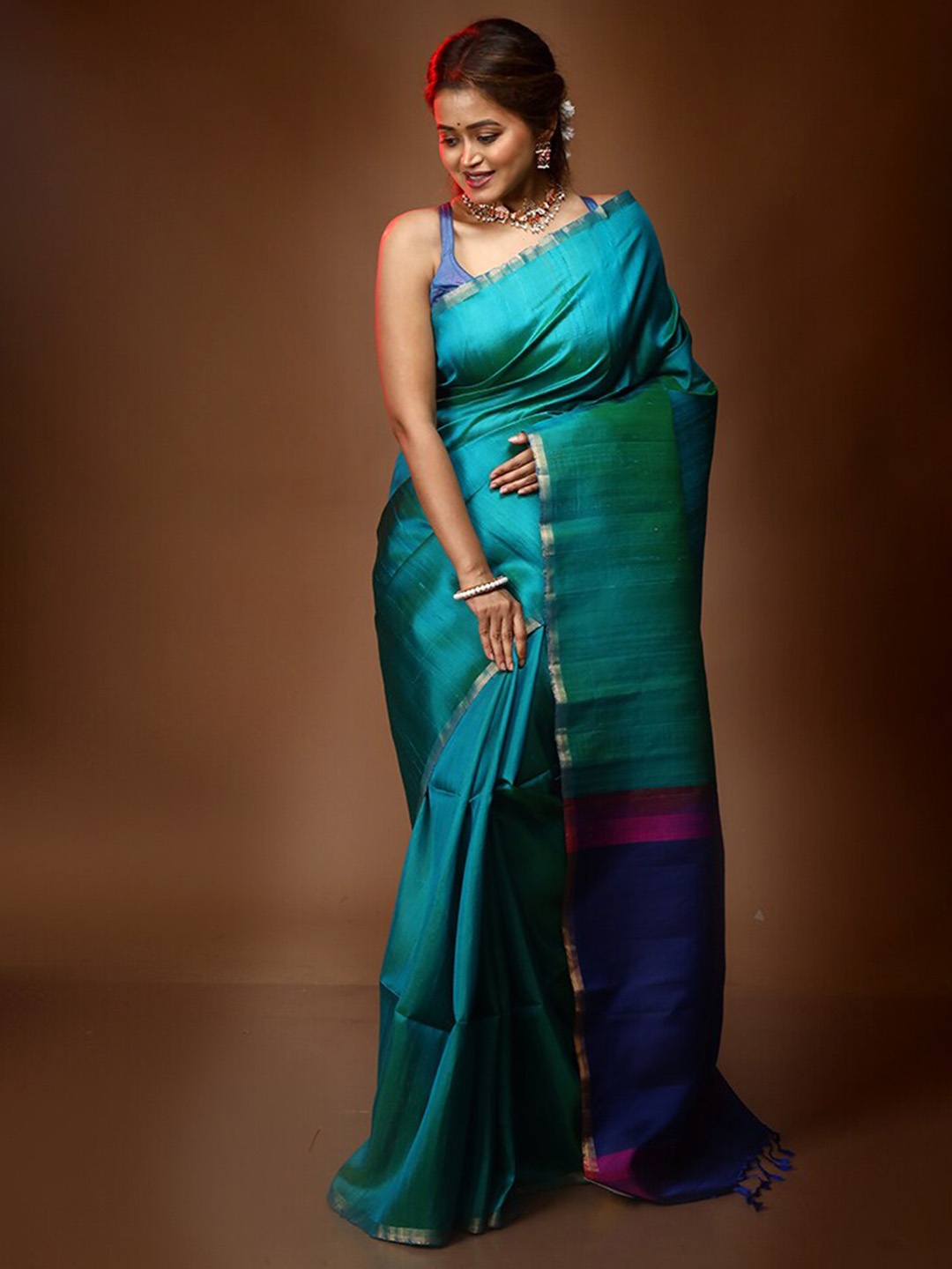 

AllSilks Zari Pure Silk Saree, Green