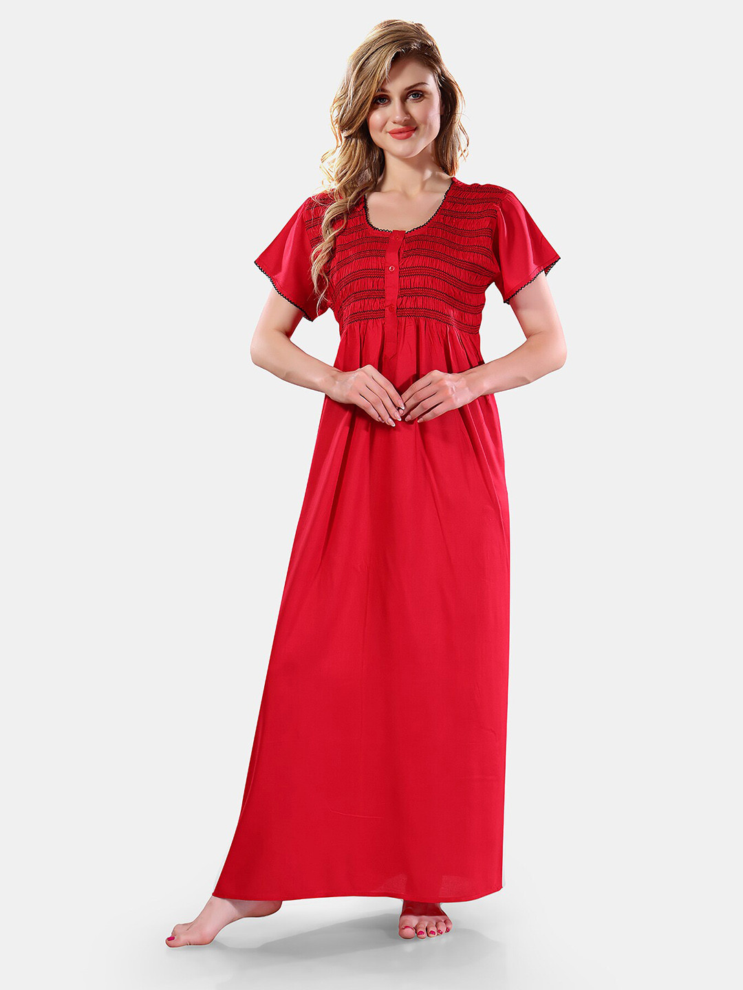 

Be You Round Neck Maxi Nightdress, Red