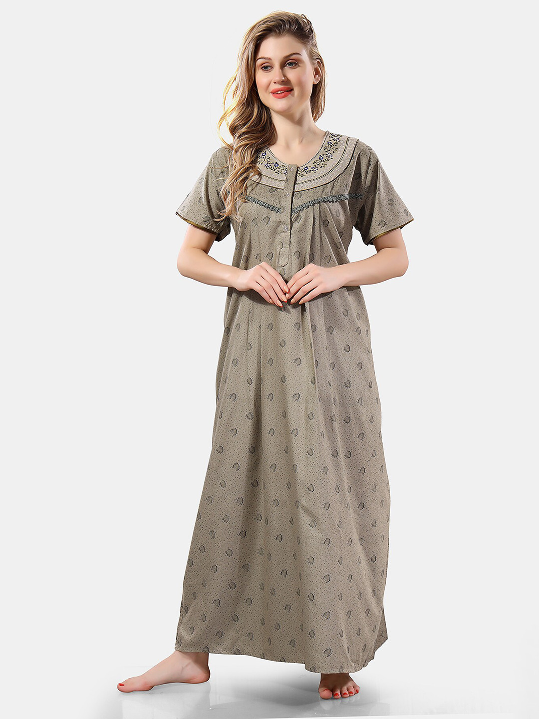 

Be You Floral Printed Maxi Nightdress, Green