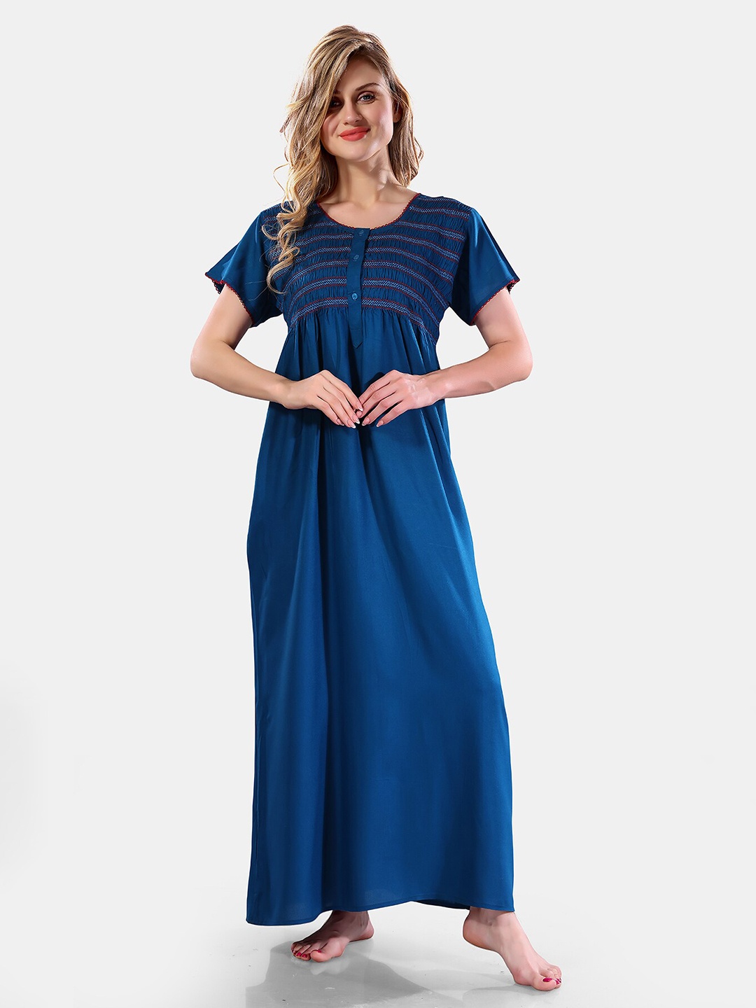 

Be You Round Neck Maxi Nightdress, Blue