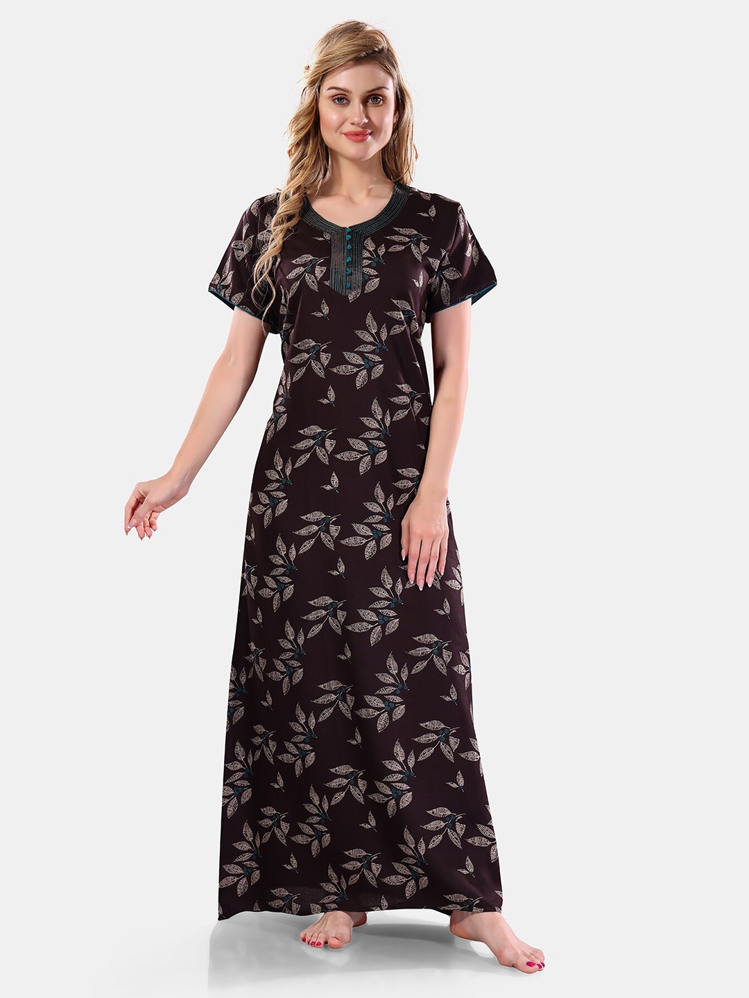 

Be You Floral Printed Maxi Nightdress, Brown