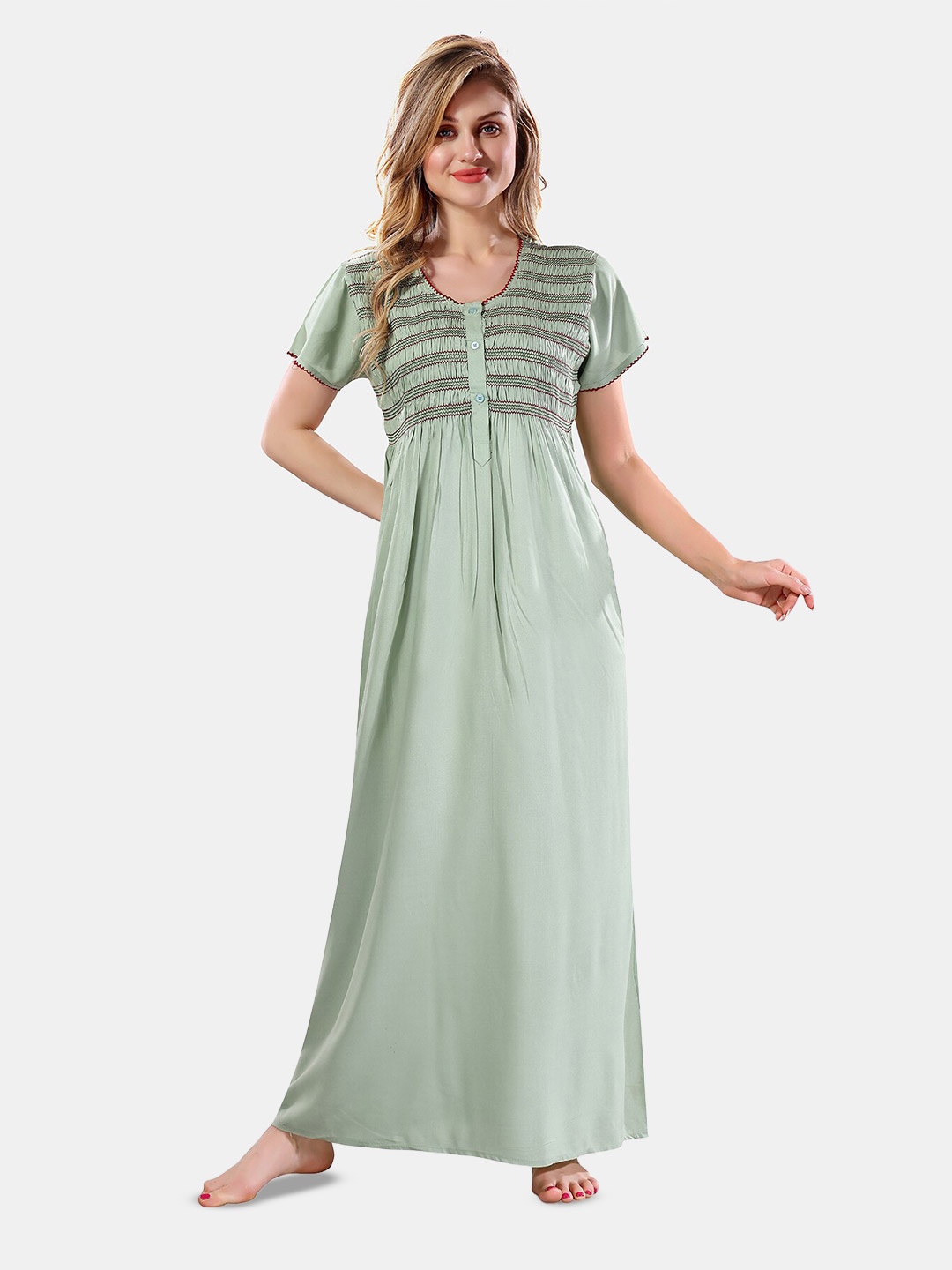 

Be You Round Neck Maxi Nightdress, Green