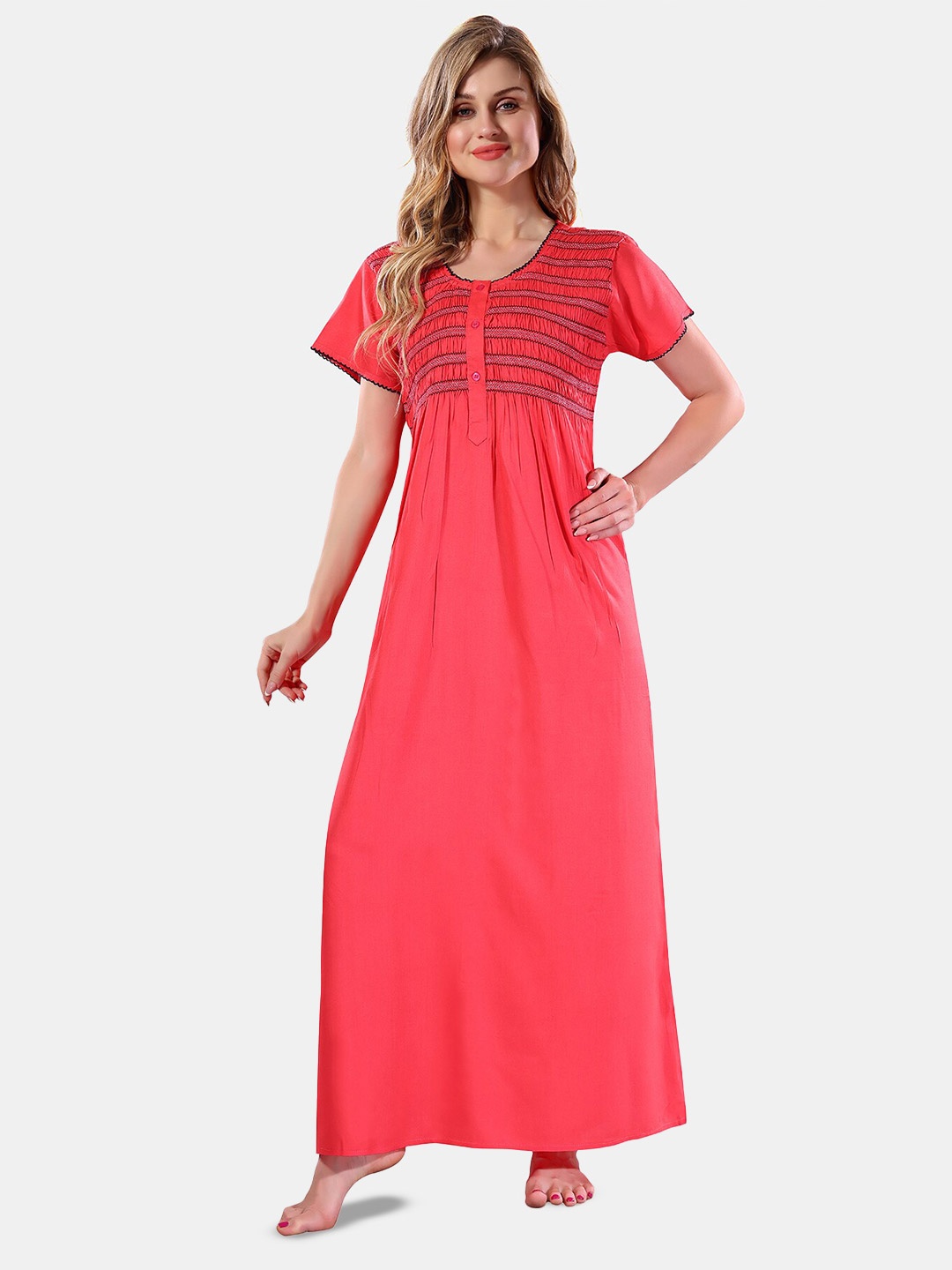 

Be You Round Neck Maxi Nightdress, Peach