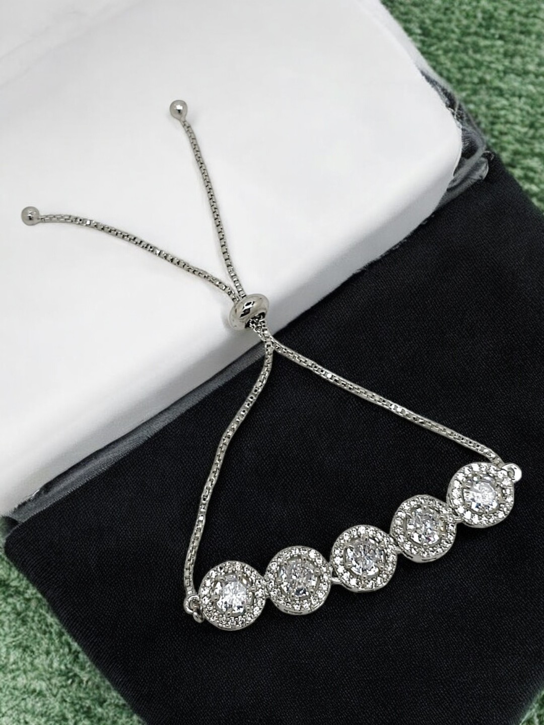 

FEMMIBELLA Women Silver-Plated American Diamond Wraparound Bracelet