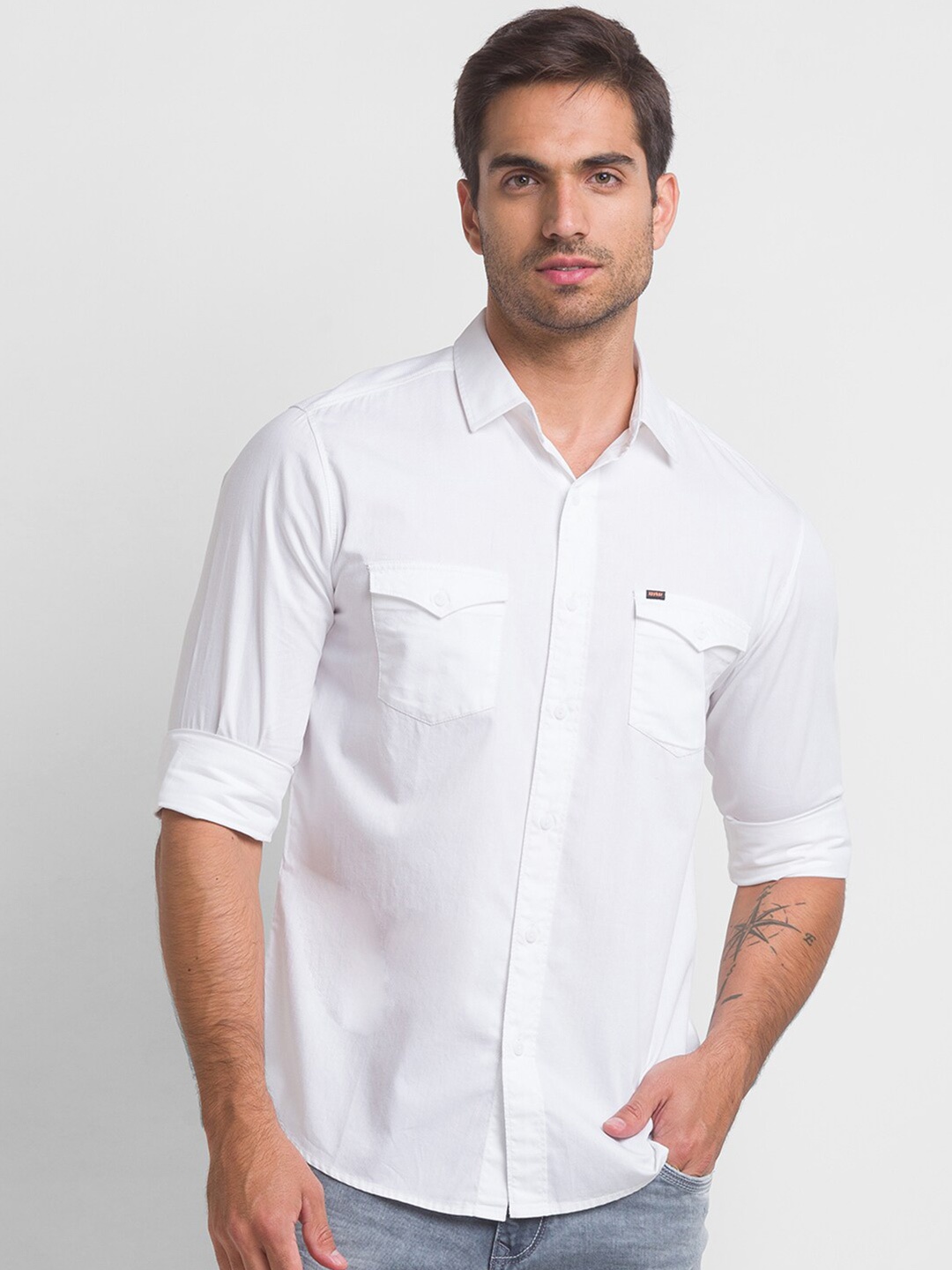 

SPYKAR Slim Fit Cotton Casual Shirt, White