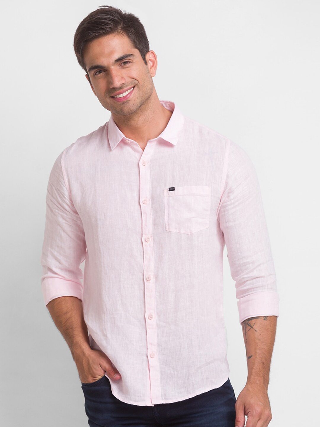 

SPYKAR Cotton Casual Shirt, Pink