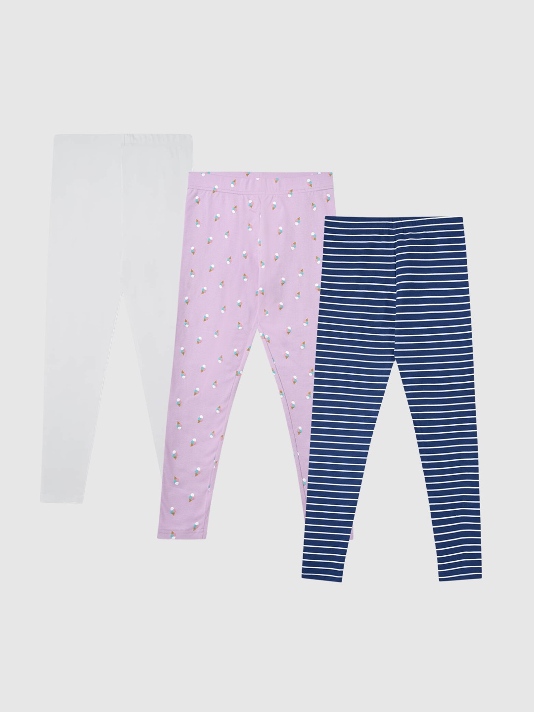 

R&B Girls Pack Of 3 Cotton Ankle Length Leggings, Lavender