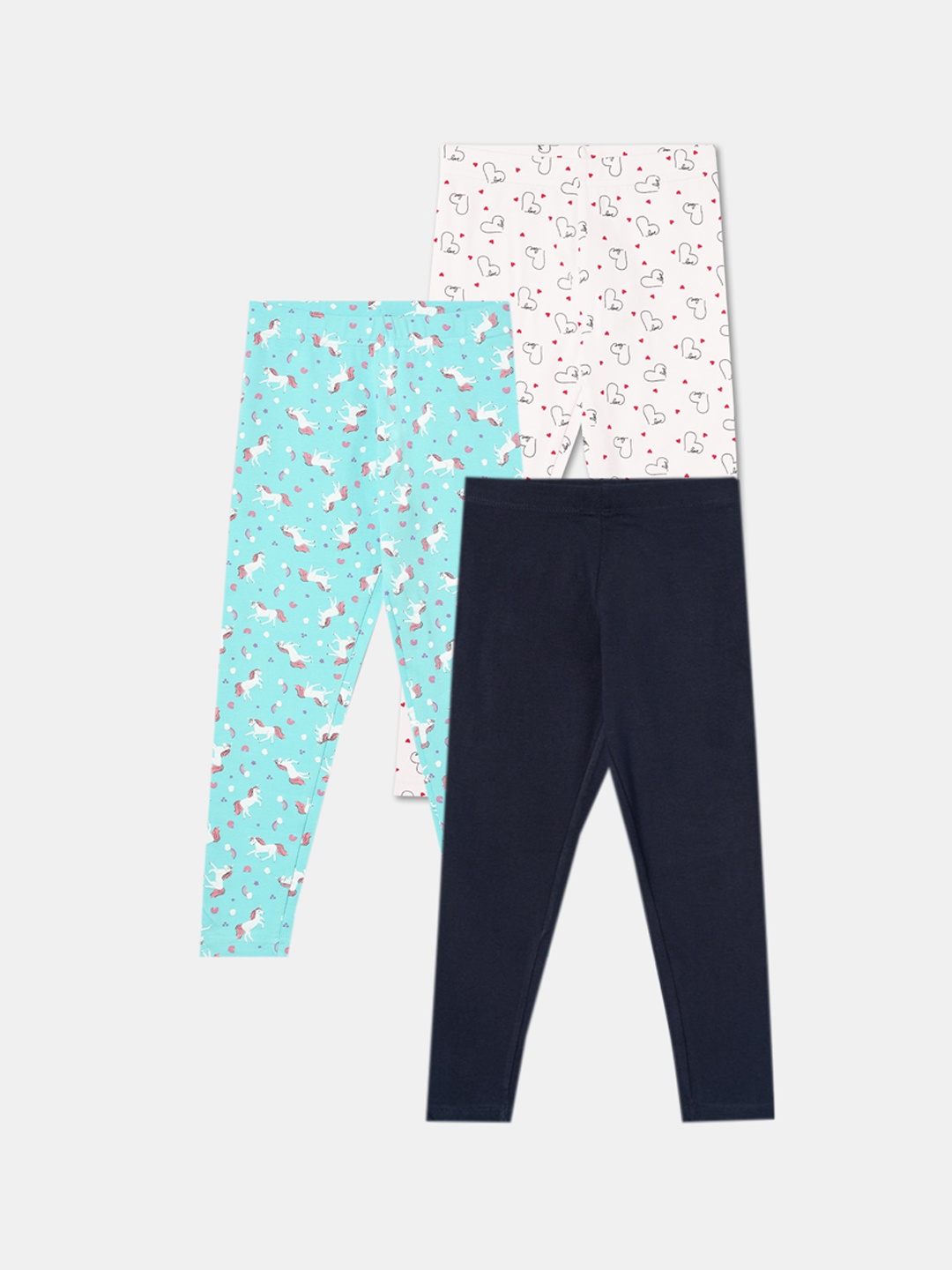 

R&B Girls Pack Of 3 Cotton Ankle Length Leggings, Black