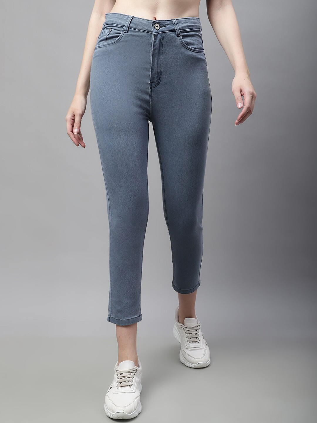 

NULL NAUT Women Skinny Fit Cotton Stretchable Jeans, Grey
