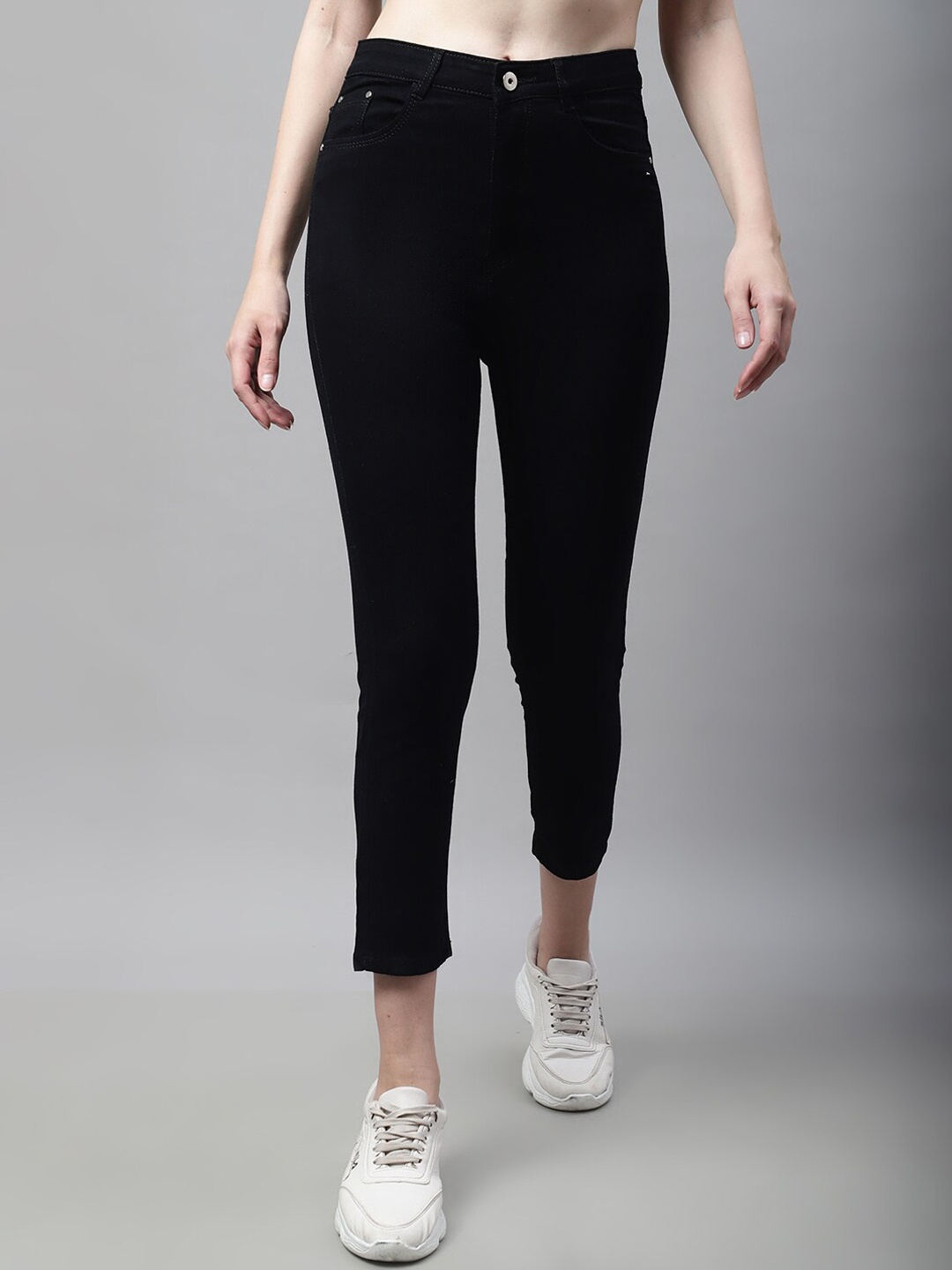 

NULL NAUT Women Skinny Fit Cotton Stretchable Jeans, Black