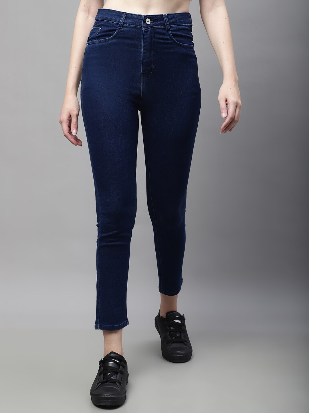 

NULL NAUT Women Skinny Fit Cotton Stretchable Jeans, Navy blue