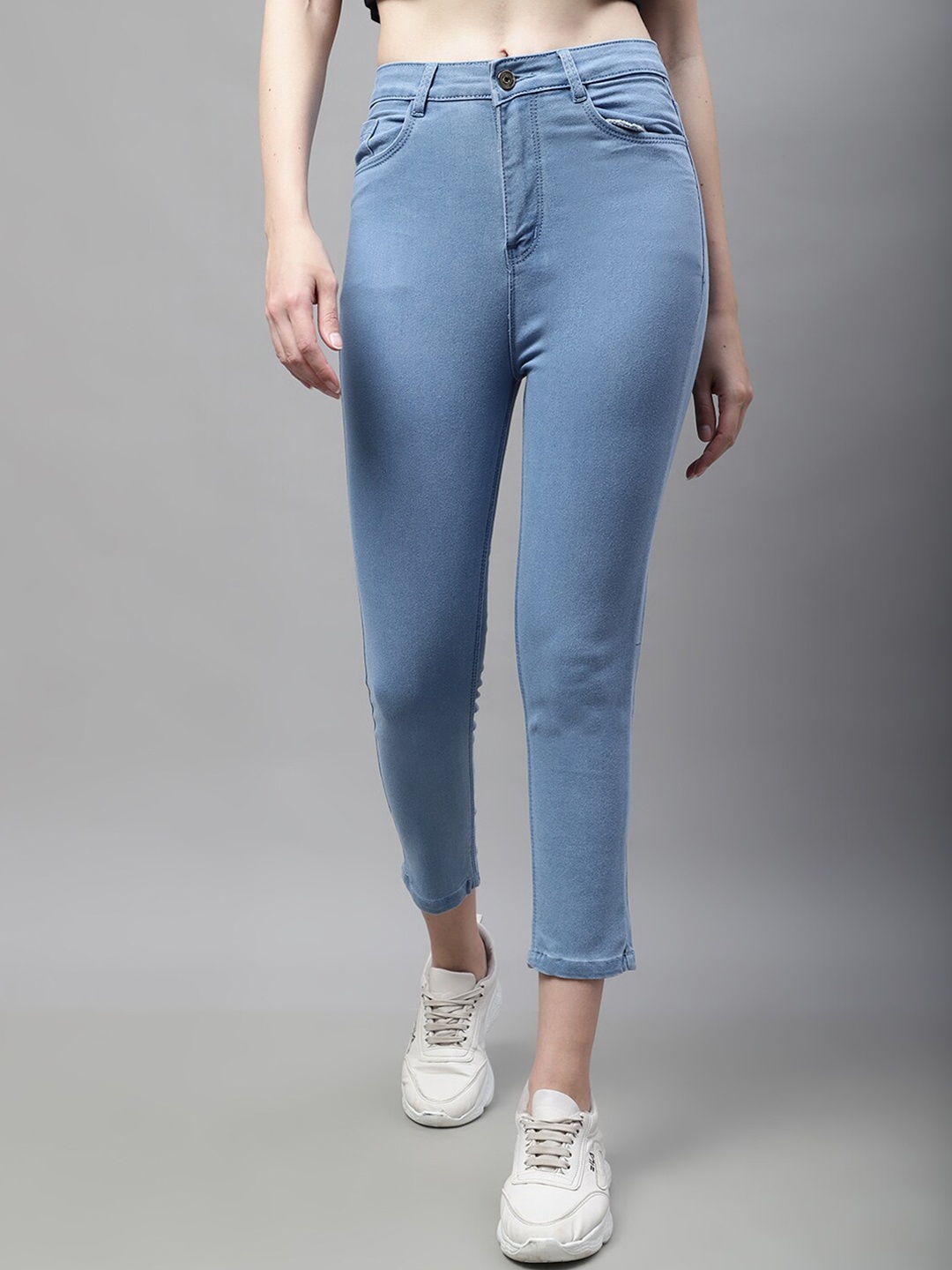 

NULL NAUT Women Mid-Rise Slim Fit Stretchable Clean Look Jeans, Blue