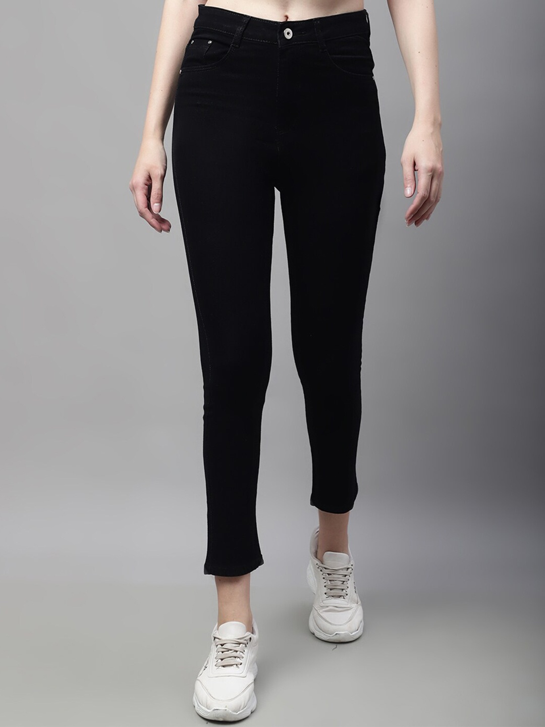

NULL NAUT Women Mid-Rise Slim Fit Stretchable Clean Look Jeans, Black
