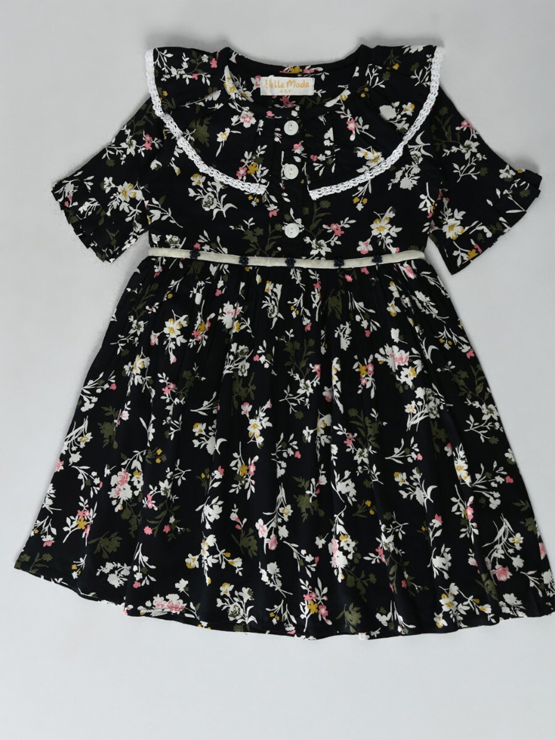 

Bella Moda Girls Floral Print Fit & Flare Dress, Black