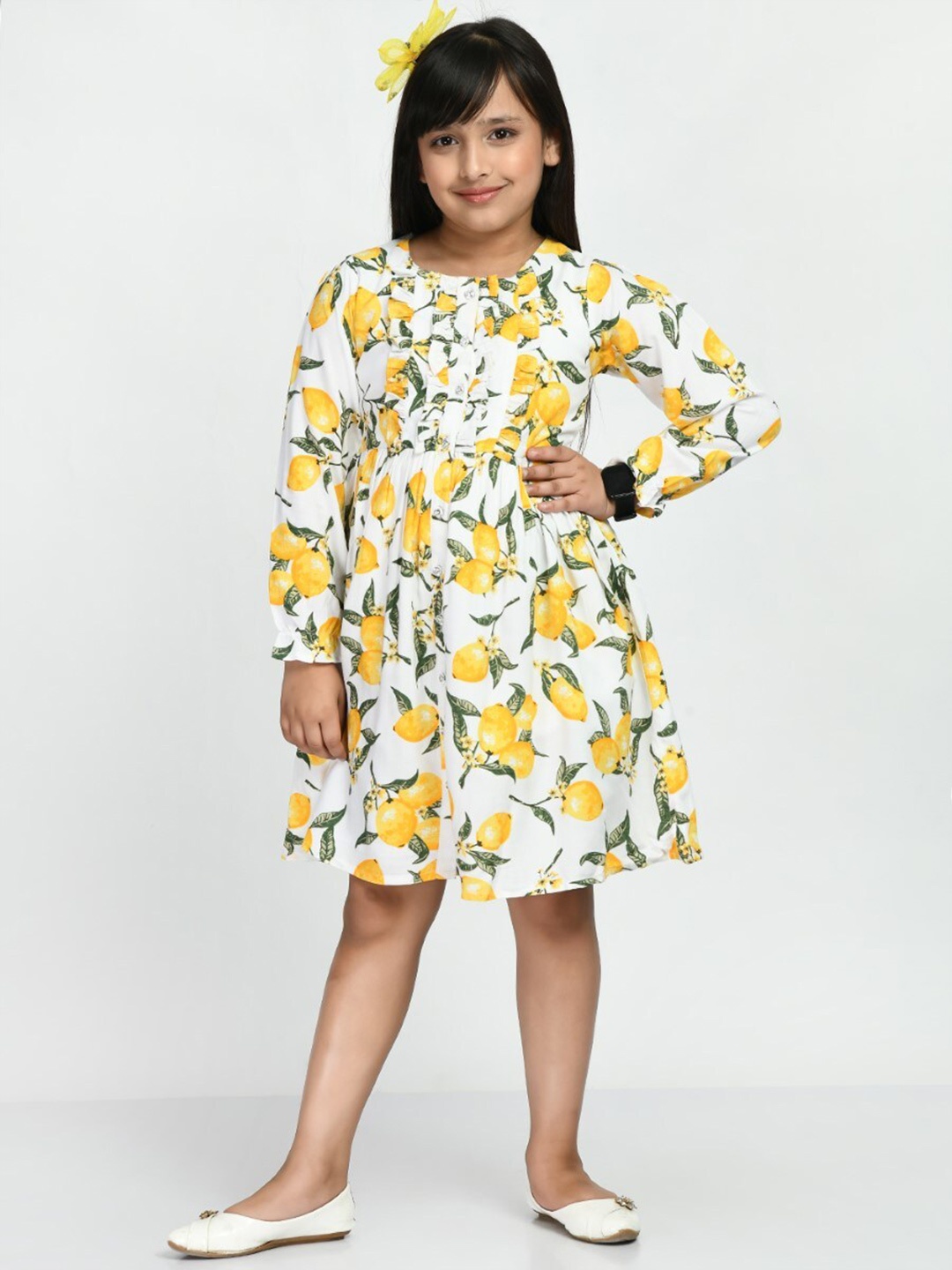 

Bella Moda Girls Print Fit & Flare Dress, White