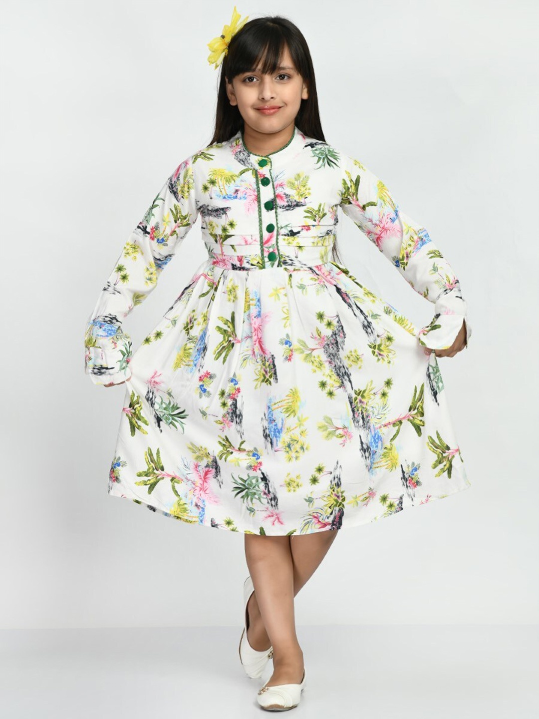 

Bella Moda Girls Floral Print Fit & Flare Dress, White