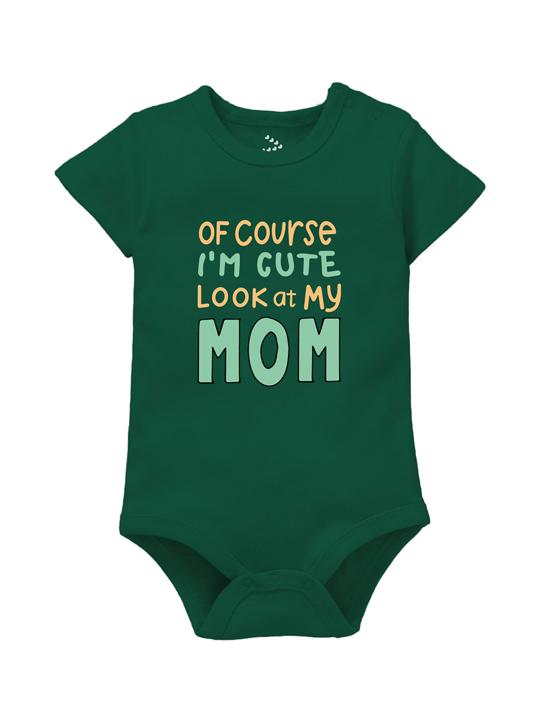 

Zeezeezoo Infants I am Cute Look at My Mom Printed Pure Cotton Bodysuit, Green