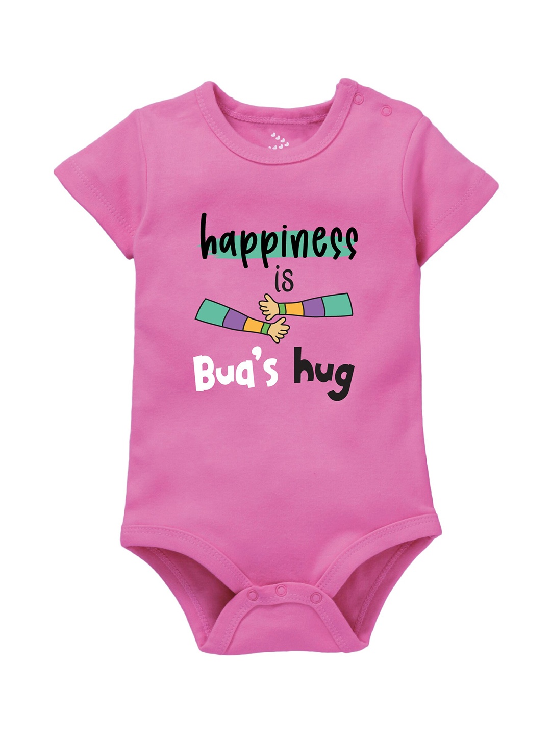 

Zeezeezoo Infants Happiness Is Bua's Hug Printed Pure Cotton Bodysuit, Pink