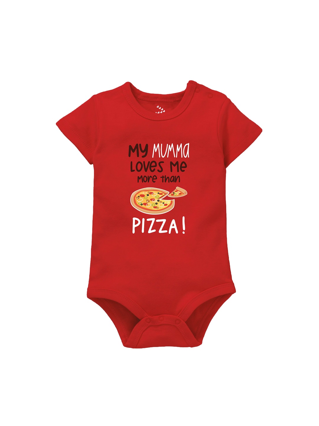 

Zeezeezoo Infants Mumma Loves Me More than Pizza Printed Pure Cotton Bodysuit, Red
