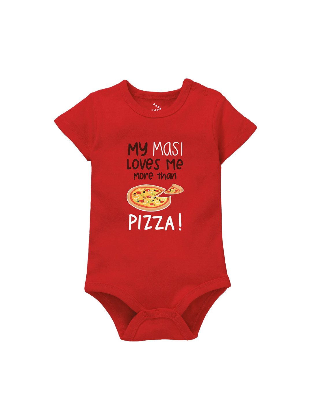 

Zeezeezoo Infants Masi Loves Me More Than Pizza Printed Pure Cotton Bodysuit, Red