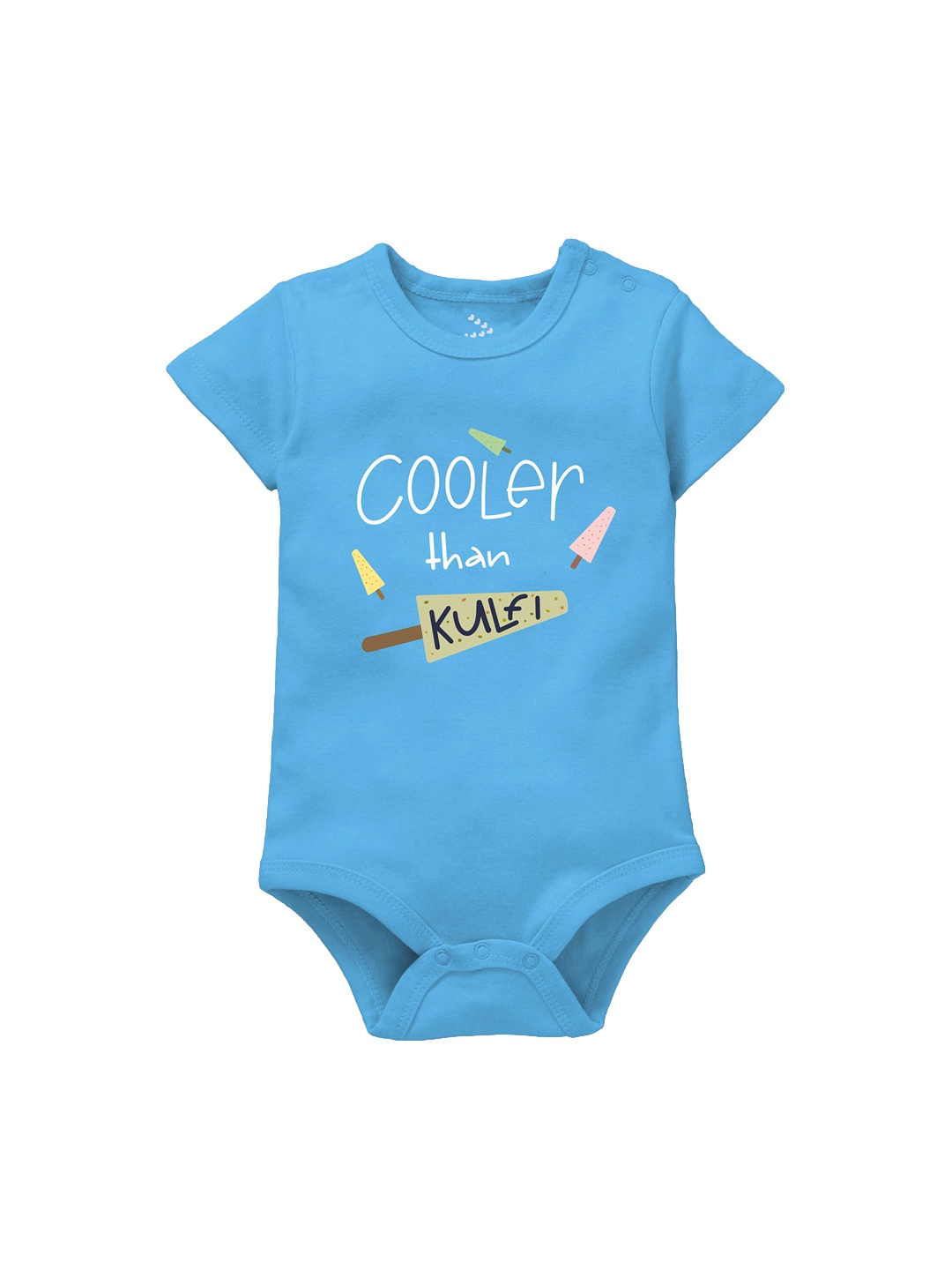 

Zeezeezoo Infants Cooler Than Kulfi Printed Pure Cotton Bodysuit, Blue